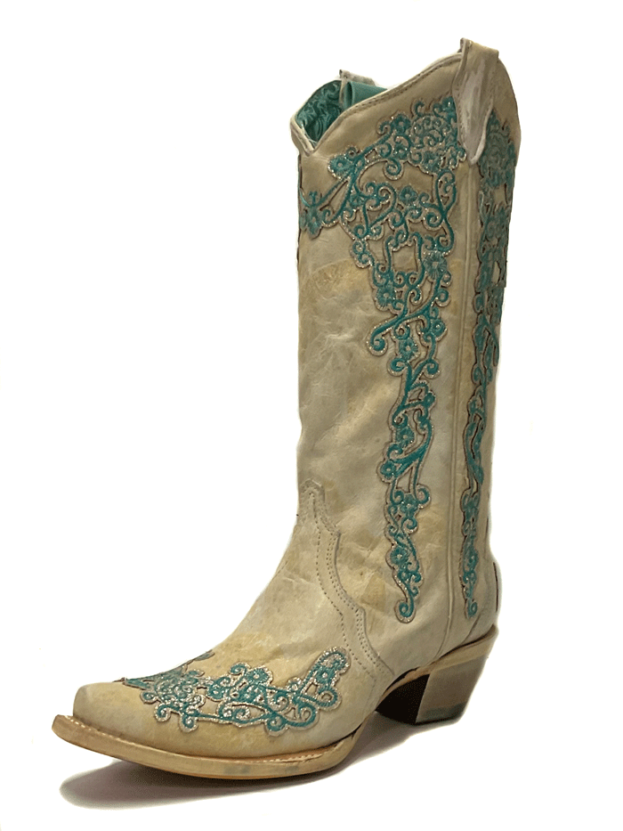 Corral A4368 Women's Snip Toe Cowgirl Boots with Overlay, Embroidery & Glitter - Perfect for Western Rodeo, Country Dancing & Casual Wear