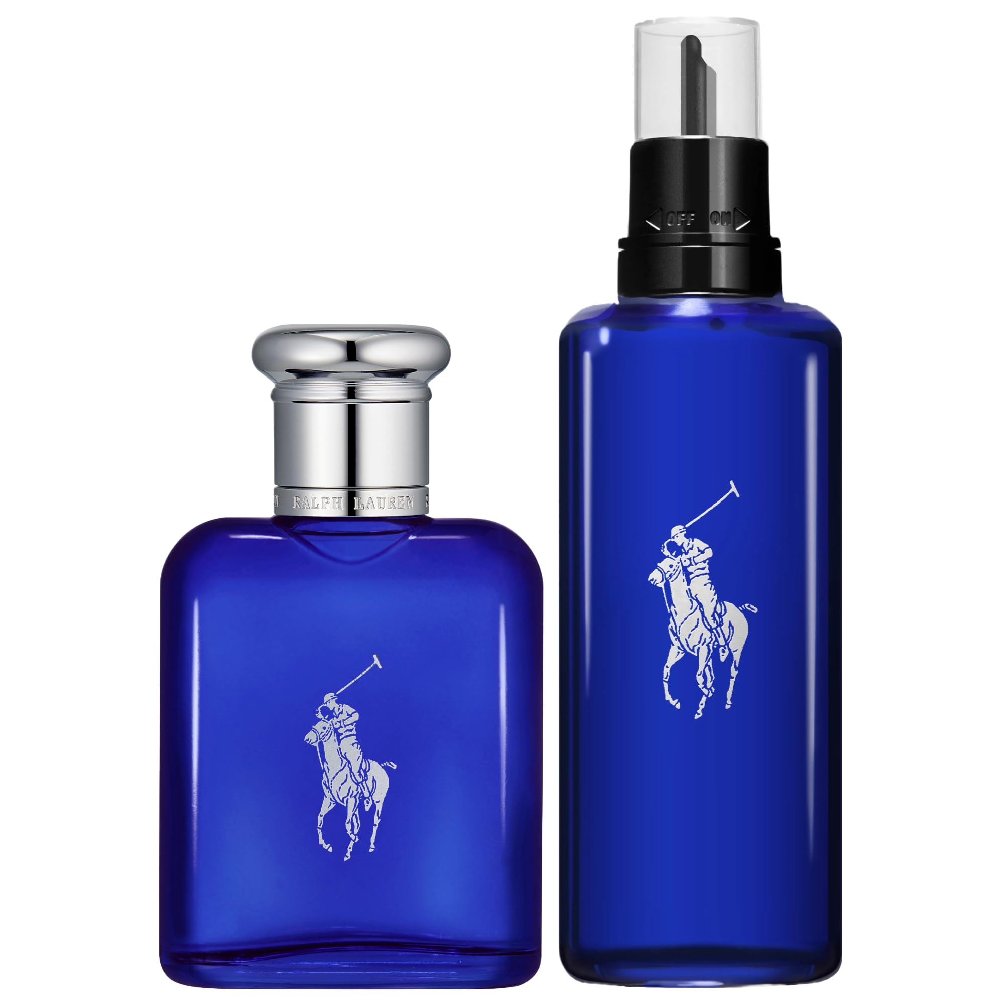 Polo Blue Men's Cologne by Ralph Lauren - Refillable Eau de Toilette Set with Citrus, Sage & Suede Notes - 2.5oz Bottle + 5.1oz Refill - Perfect for Gifts, Date Nights & Everyday Wear
