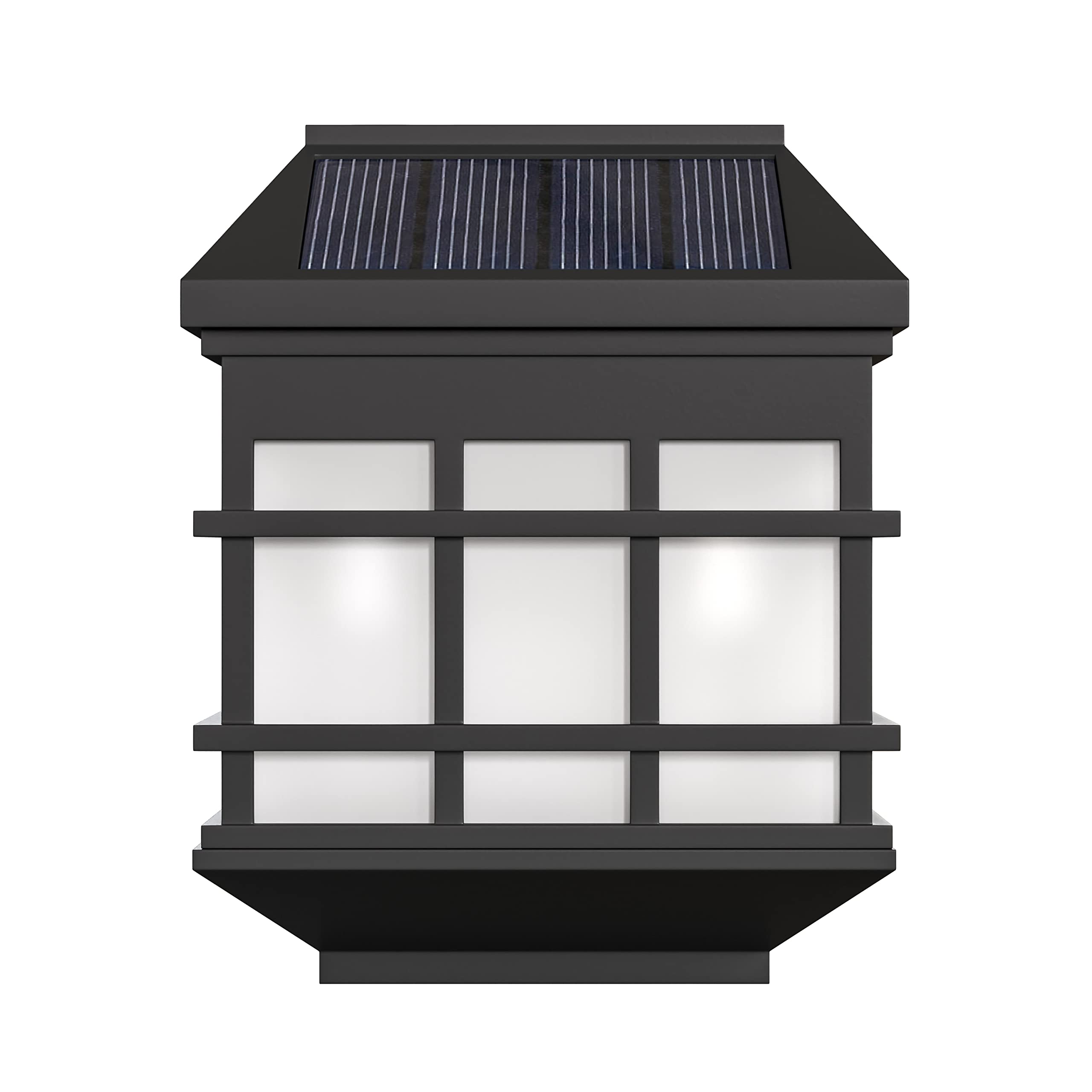 EMMA + OLIVER Set of 6 Solar Powered Wall Mounted Deck Lights - Black Outdoor Fence Lighting with Weatherproof ABS Body & Frosted Polypropylene Bulb - Perfect for Patio, Garden, Pathway, and Backyard Decoration
