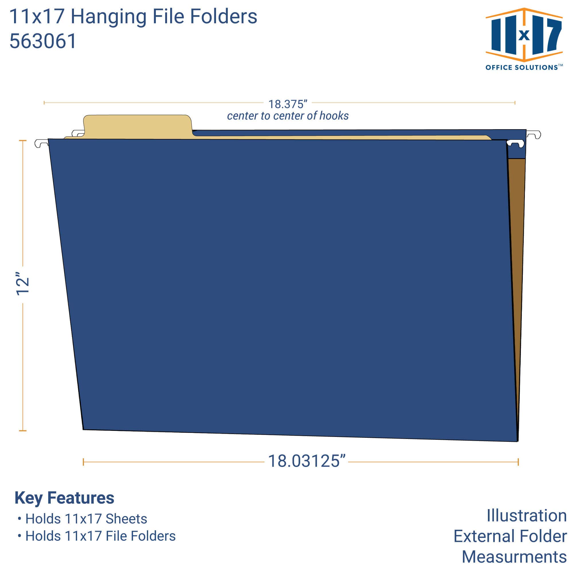 11x17 Hanging File Folders - 25 Pack | Letter Size File Organizers for Office & Home | Perfect for Filing Cabinets, Document Storage & Paper Organization