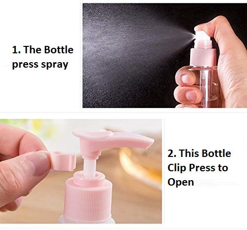 WENGTY Portable Travel Cosmetic Bottles Set - Leak-Proof Plastic Spray & Press Bottles for Makeup, Toiletries, Skincare (Pink) | Perfect for Air Travel, Gym, Vacation & Daily Organizing