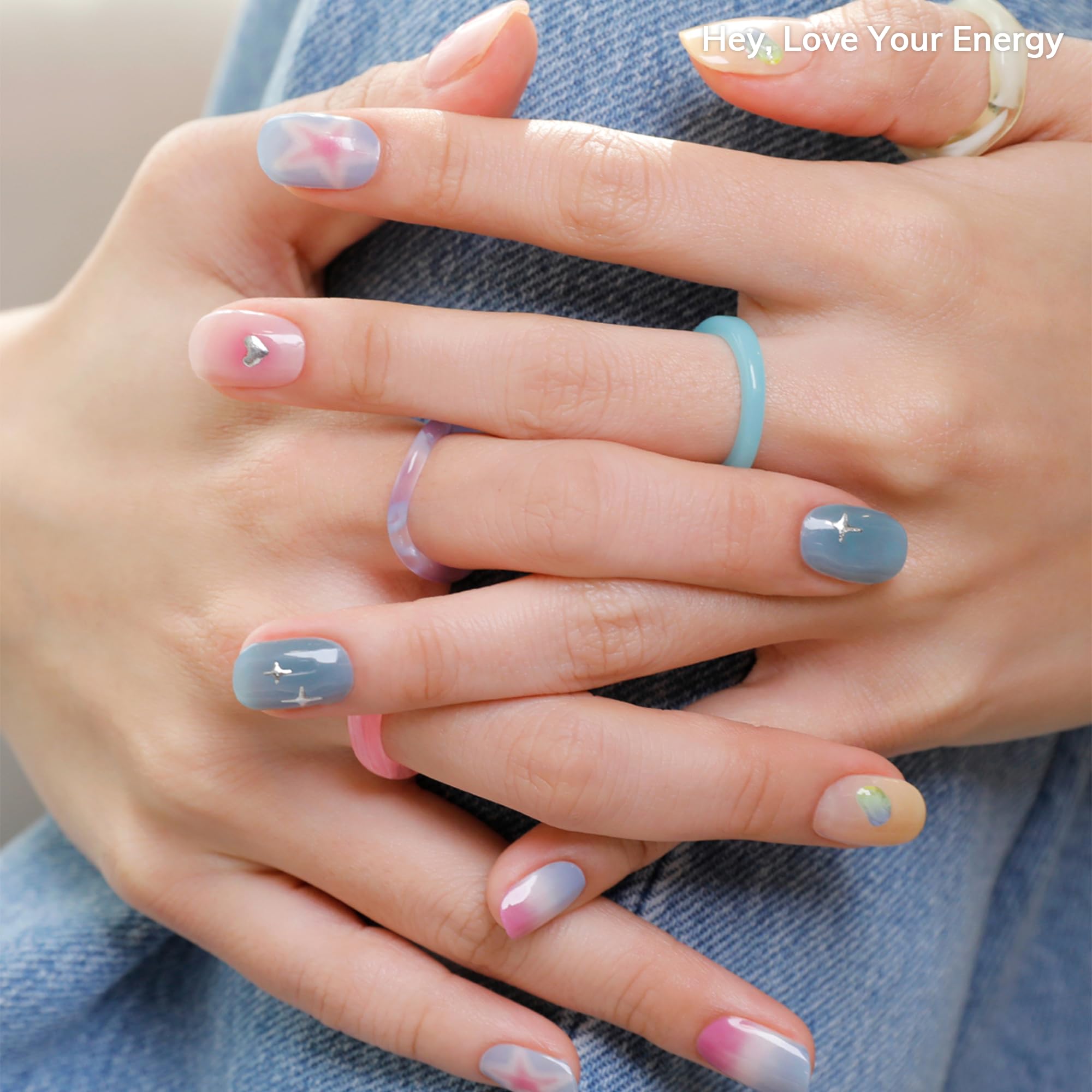 Semi Cured Gel Nail Strips Kit - Sun Cured No LED Lamp Needed, Easy to Apply & Remove - Includes 28 Nail Strips, Prep Pad, Nail File & Wooden Stick - Perfect for Home Manicures, DIY Nail Art & Travel Beauty Essentials