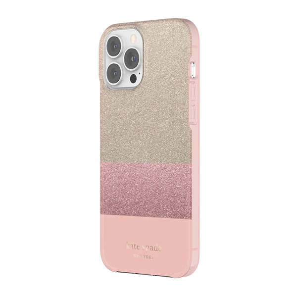 Kate Spade New York iPhone 13 Pro Max Case - Blush Pink Glitter Protective Cover for Women | Perfect for Everyday Use, Work & Travel