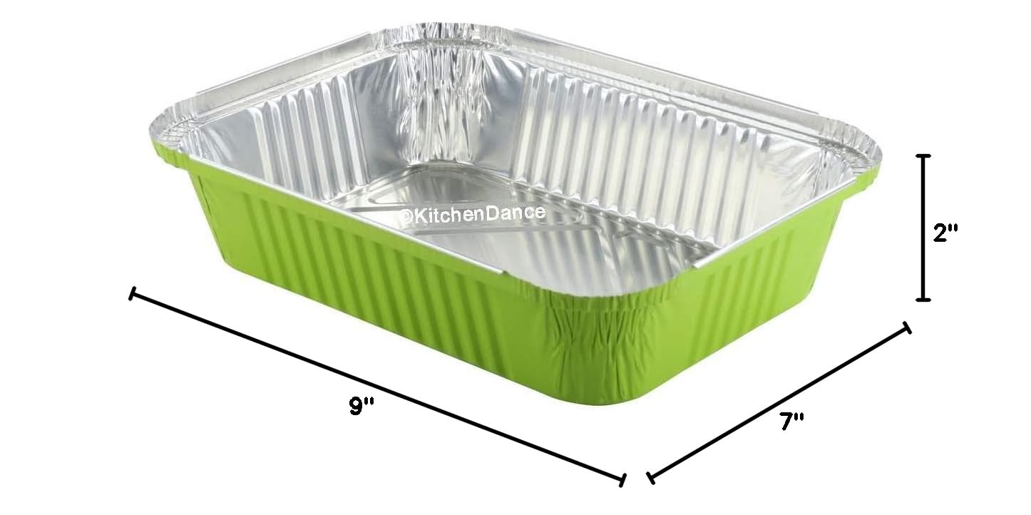 KitchenDance 3.75 lbs Colored Aluminum Pans with Board Lids - Heavy Duty Aluminum Casserole Pans with Lids for Cooking, Freezing & Food Storage - Reusable To-Go Containers for Parties, Catering & Meal Prep (3227L)