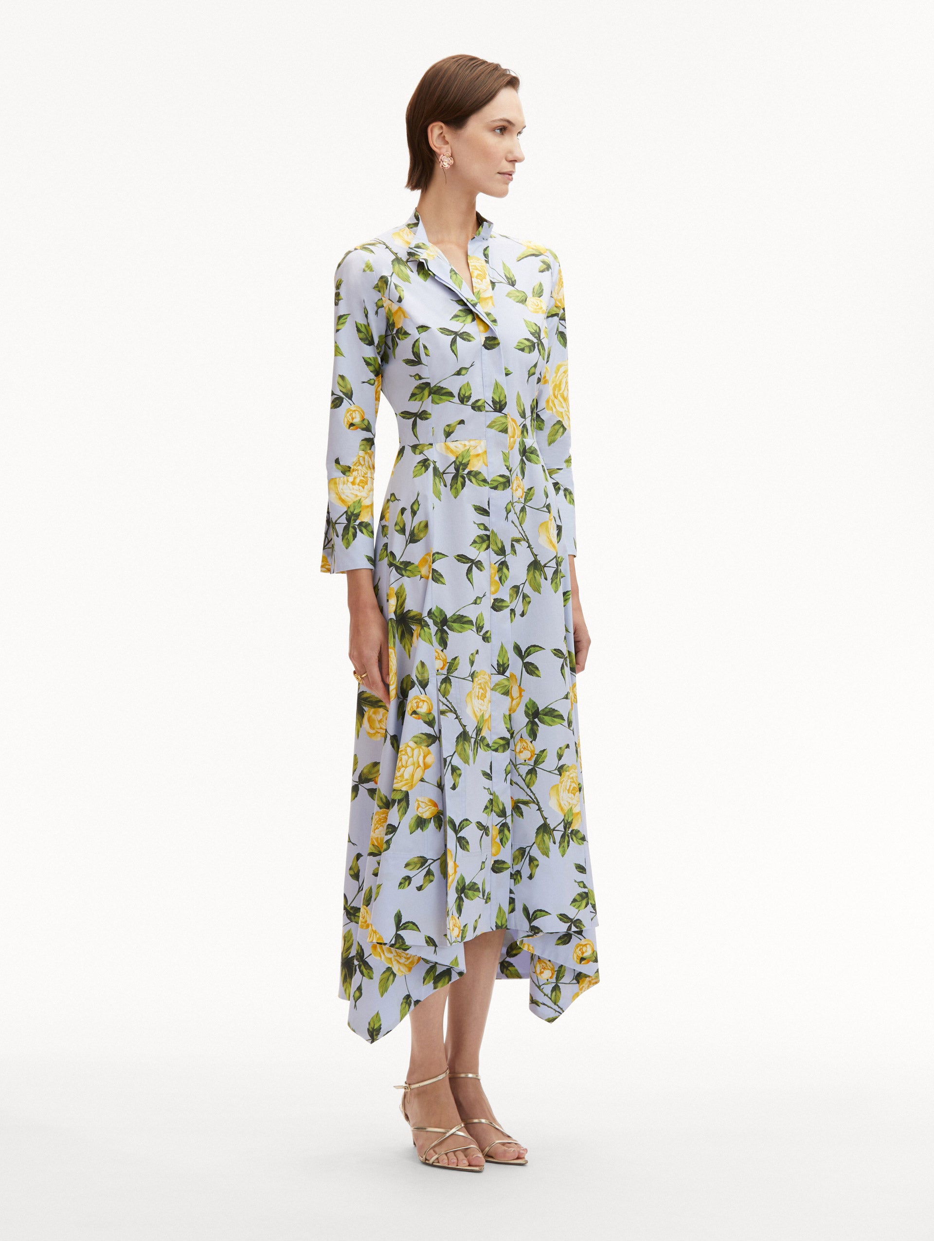 English Rose Floral Print 3/4 Sleeve Midi Dress for Women - Perfect for Garden Parties, Weddings & Spring Outfits