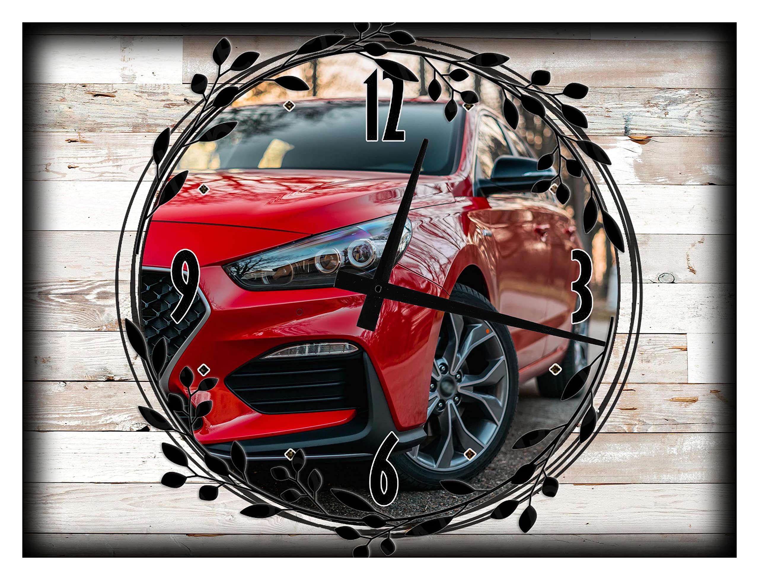 Champs Supply Large 12x16 Inch Wall Clock - Canvas Art Print with Red Sports Car Design, Perfect for Home & Office Decor | Durable, Stylish & Easy to Hang