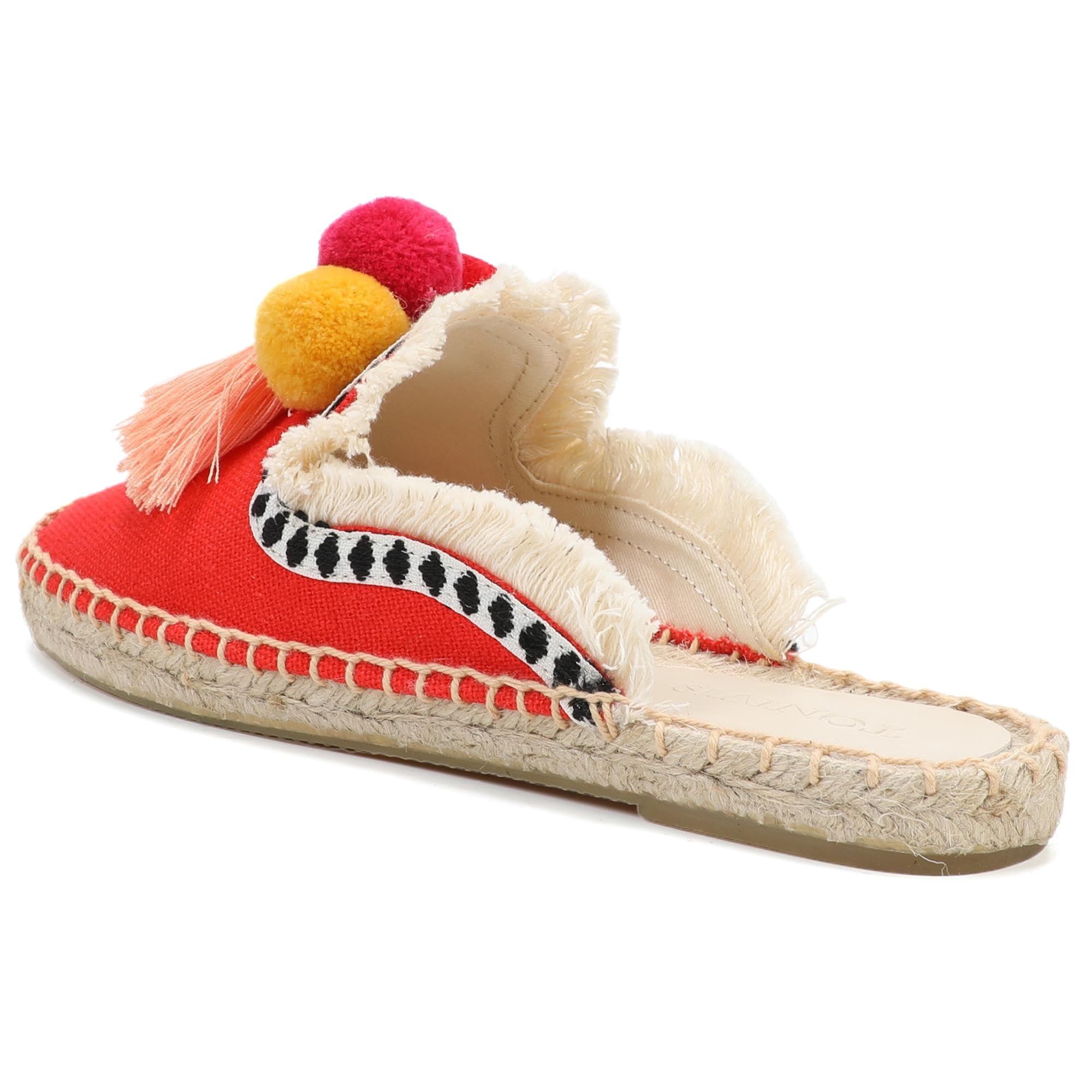 Women's Comfortable Mule Flat Shoes with Tassel & Pompom - Breathable Espadrilles Slides Backless Slippers for Summer, Beach, Casual Wear & Home Use