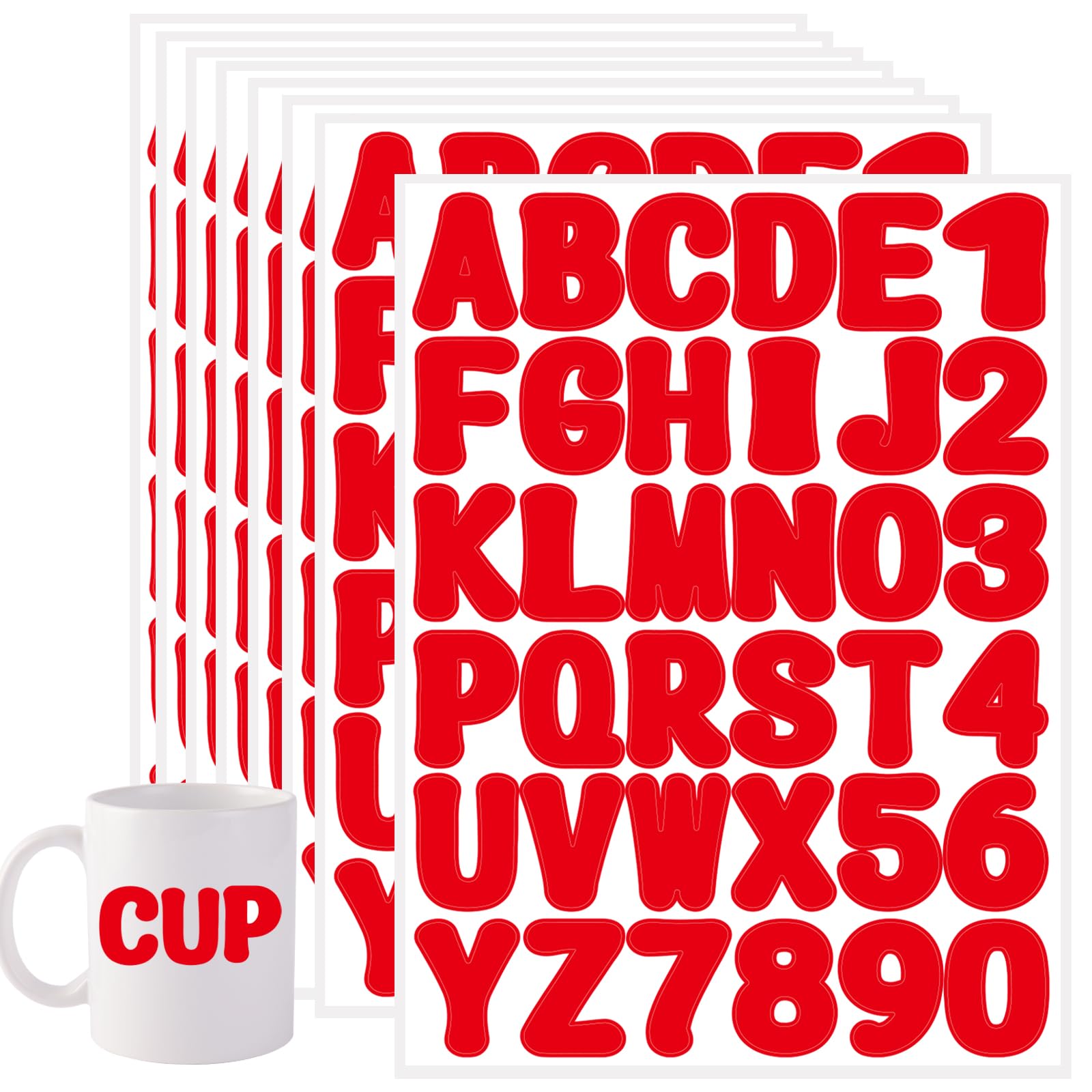 Starboling 2 Inch Red Alphabet Letter Stickers - 16 Sheets Self-Adhesive Vinyl Stickers for Mailbox Numbers, Bulletin Boards, Classroom & Home Decor - Perfect for DIY Projects, Scrapbooking & Organizing