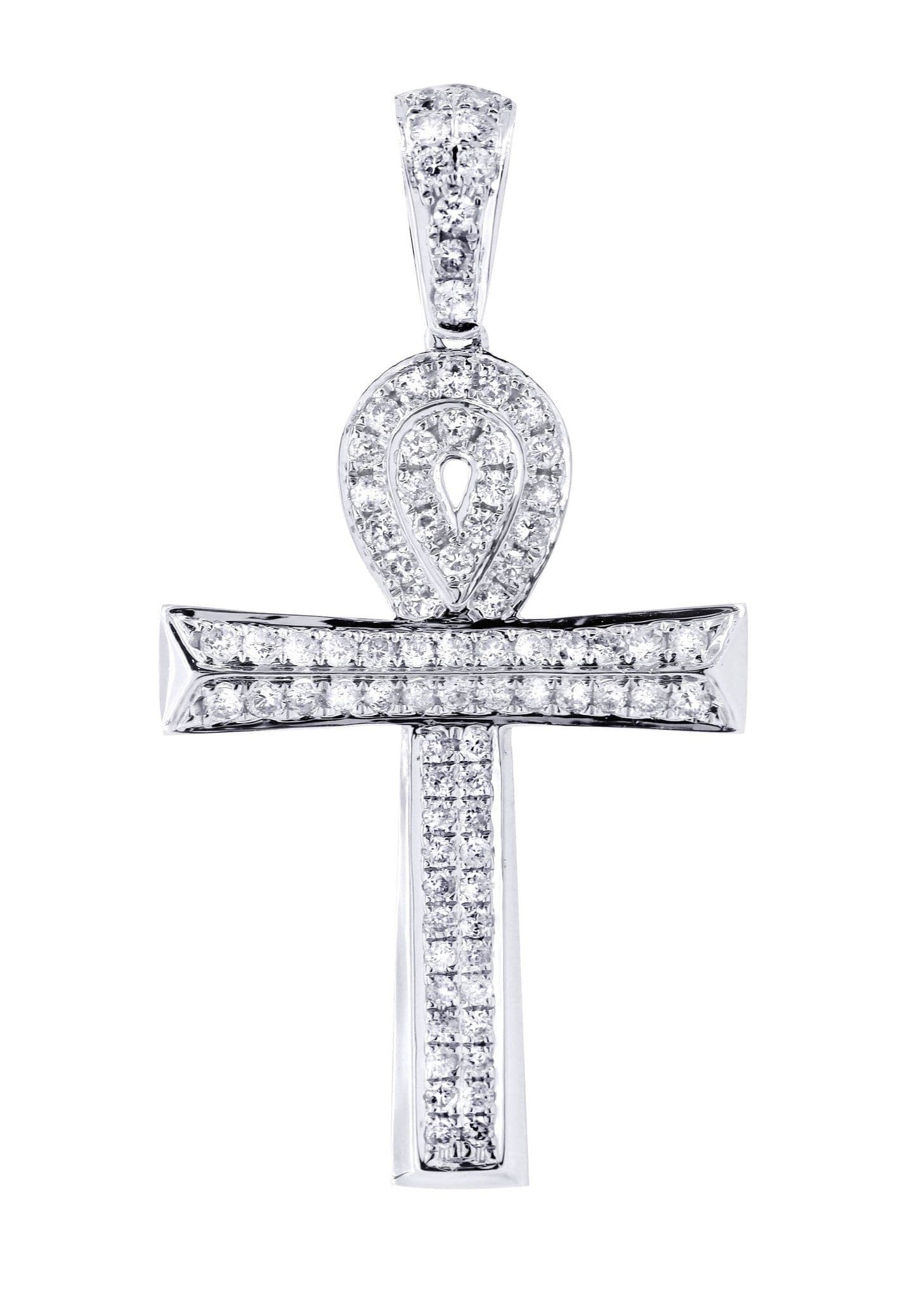 0.81 Carat Diamond Ankh Pendant Necklace - 3.33 Grams 14K Gold/Platinum - Egyptian Cross Jewelry for Women - Perfect for Gifts, Weddings & Spiritual Occasions