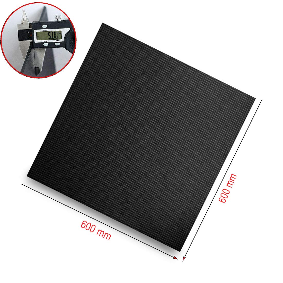 Premium 5.0mm x 600mm x 600mm 3K Twill Matte Carbon Fiber Sheet - 100% Pure Carbon Fiber for Automotive, Aerospace & DIY Projects - Lightweight & High Strength Material for Car Parts, Drone Frames & Custom Fabrications