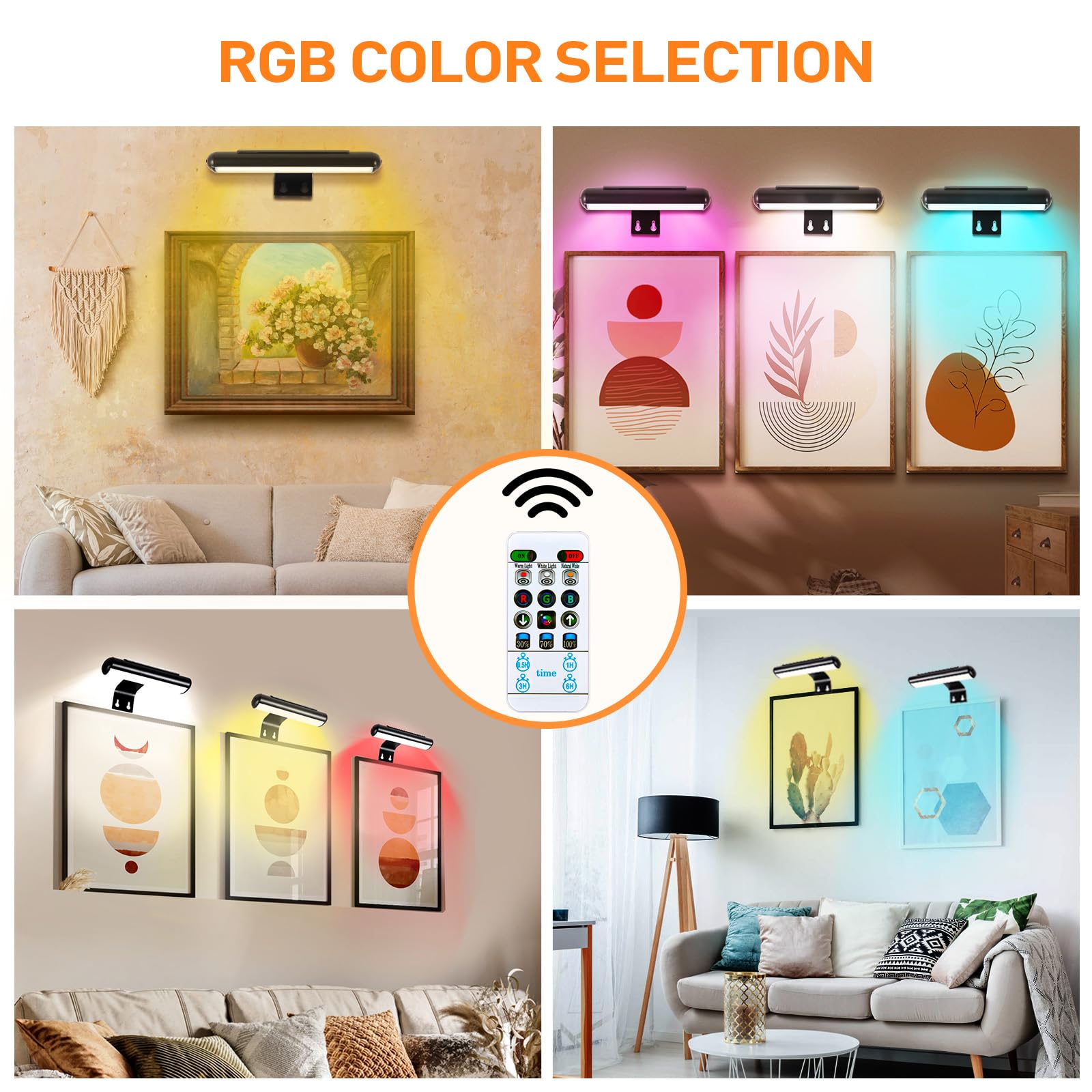 2 Pack Battery Operated Picture Light with Remote Control - Dimmable LED Art Light with Timer for Wall Paintings, Photo Frames, Portraits & Dartboards - Perfect for Home Gallery, Living Room Decor & Art Display (Metal Body)