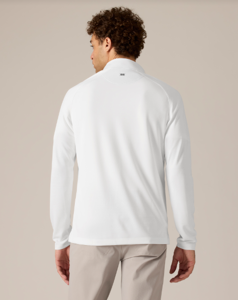 Rhone Men's Clubhouse Pullover Sweater - Soft Cotton Blend, Breathable & Comfortable, Bright White - Perfect for Casual Wear, Office & Outdoor Activities