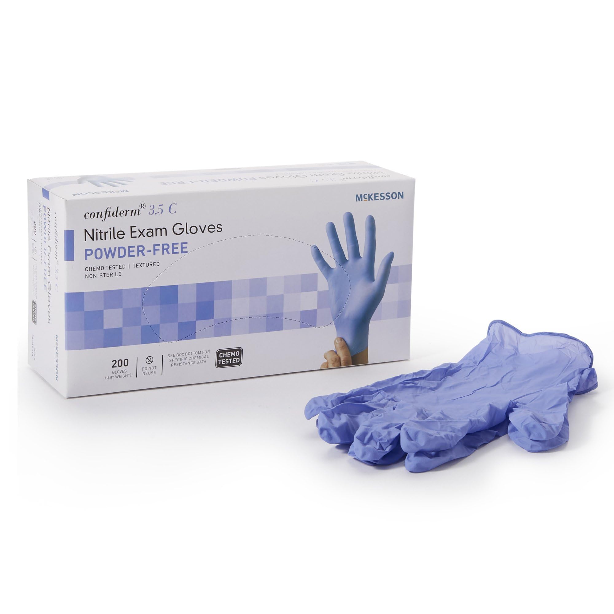 McKesson Confiderm 3.5C Nitrile Exam Gloves - Powder-Free, Latex-Free, Ambidextrous, Non-Sterile - Ideal for Medical, Dental, Tattoo & Food Handling Safety