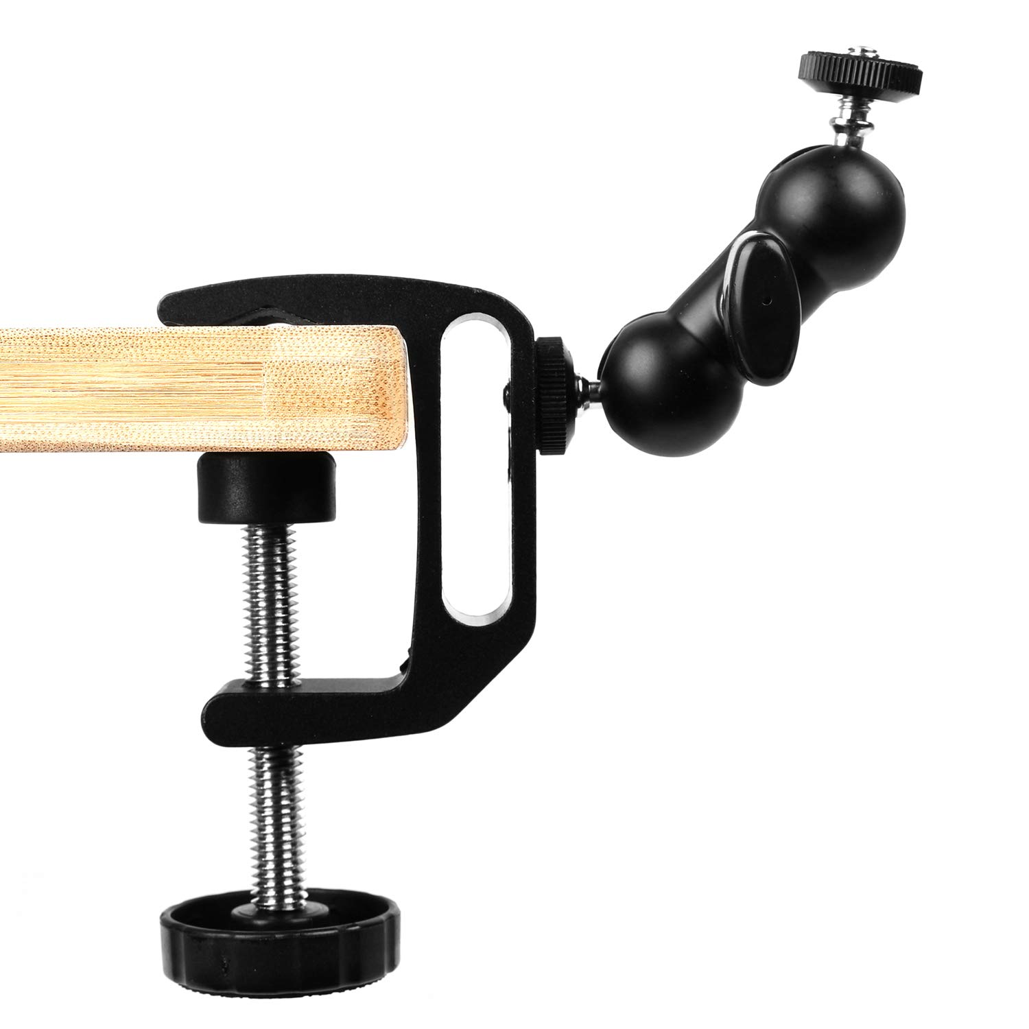 WANBY Camera Clamp Mount with Double Ballhead for DSLR, Monitor, LED Lights - Perfect for Studio & Desk Setup