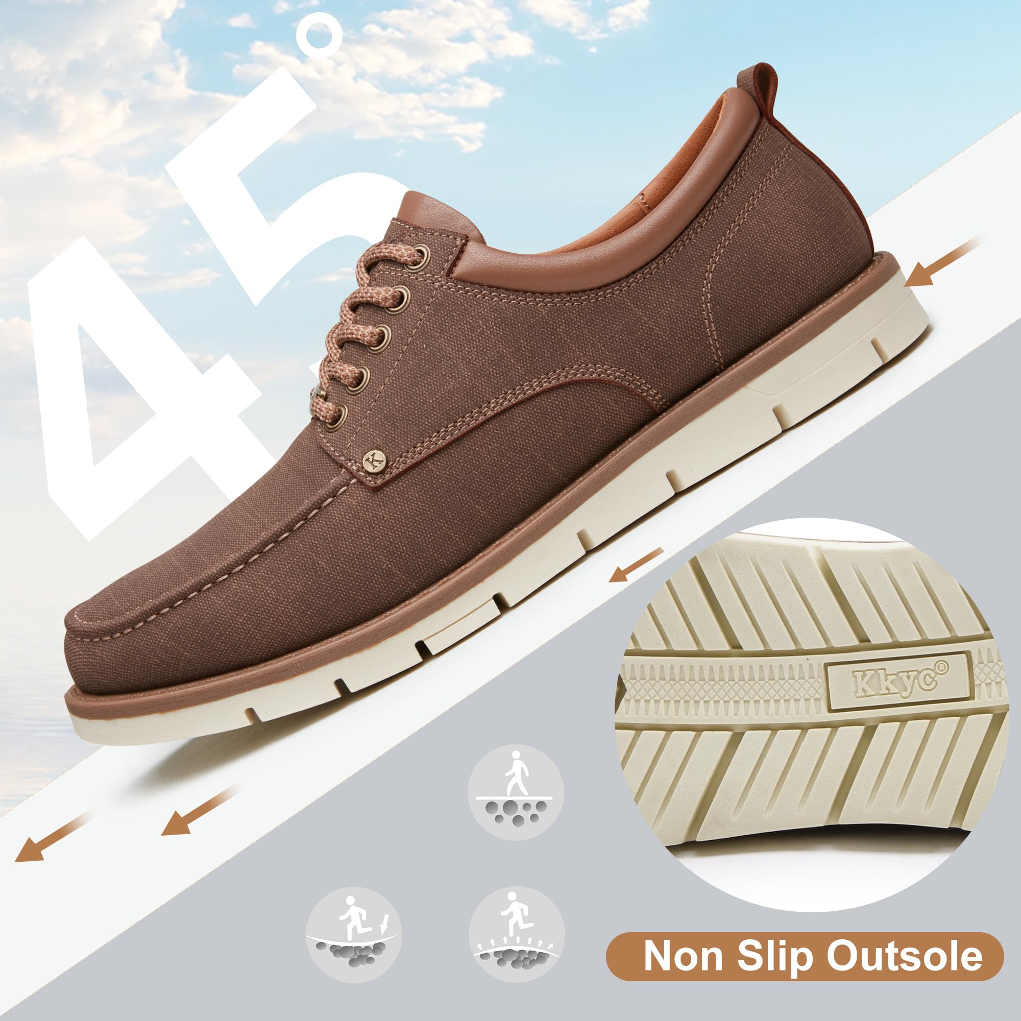 KKYC Men's Comfortable Casual Shoes - Slip On & Lace Up Sneakers for Walking, Work & Everyday Wear