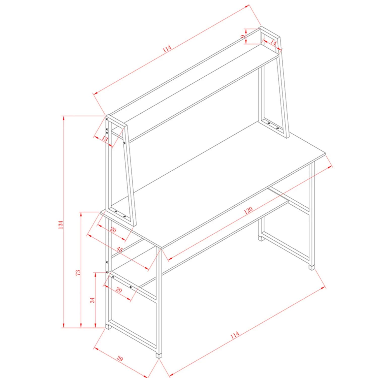 Large Computer Desk with Bookshelf - Sturdy Home Office Desk for Work & Study, Modern Writing Table with Storage Space - Perfect for Small Spaces & Remote Work