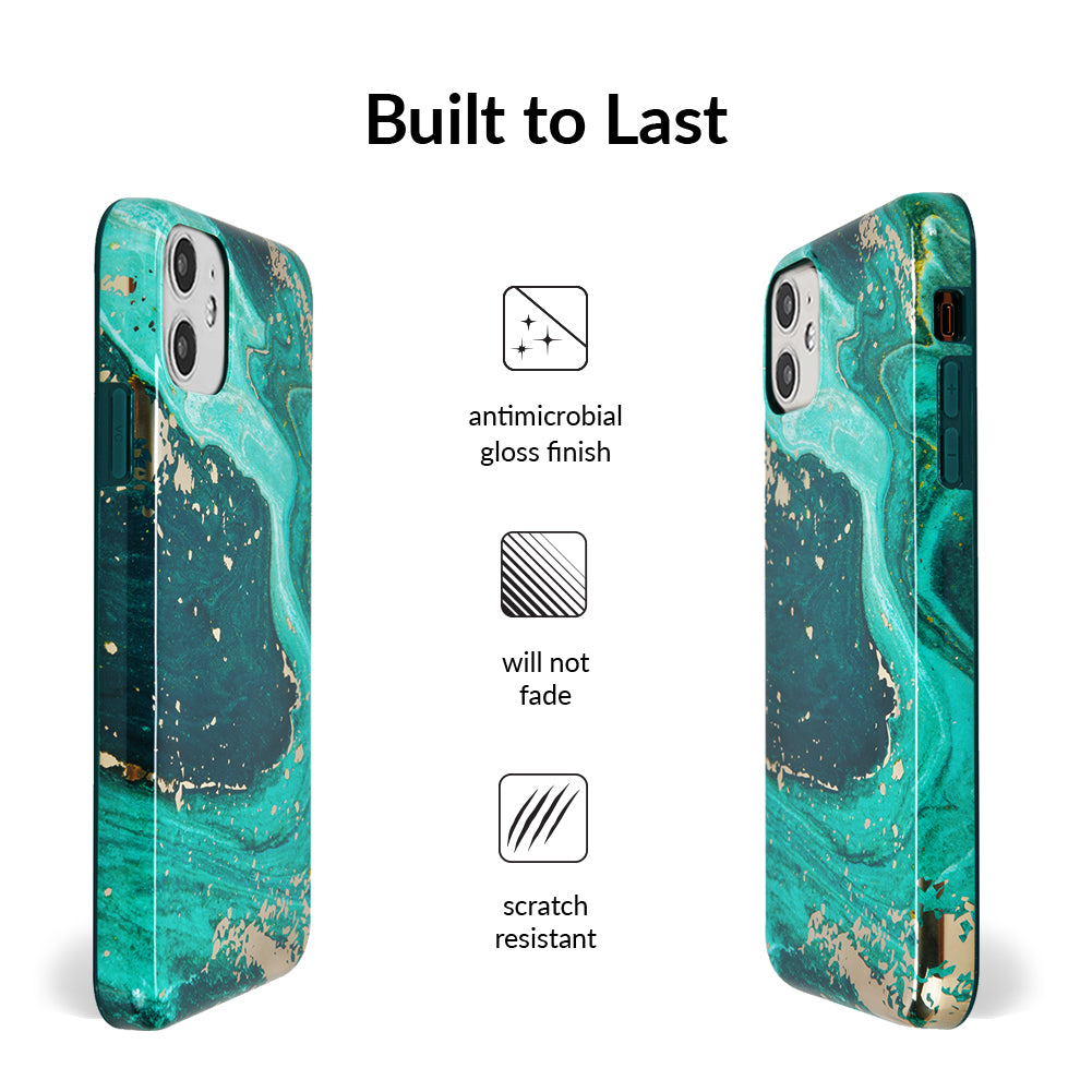 Emerald Marble iPhone Case - Elegant Protective Cover for iPhone 13/14/15 Pro Max - Perfect for Work, Travel & Everyday Use