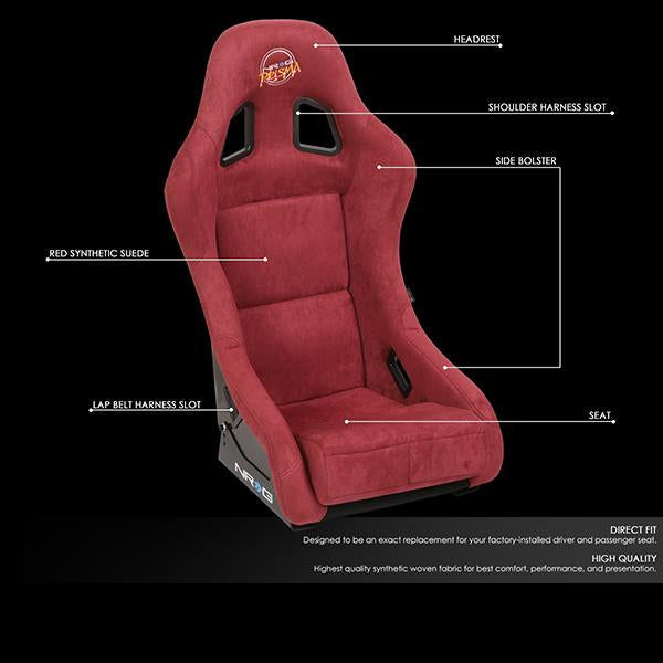 Universal Medium Size Alcantara Bucket Racing Seat Cover - 1 Piece - Premium Fit for Sports Cars & Racing Enthusiasts - Perfect for Track Days & Performance Driving