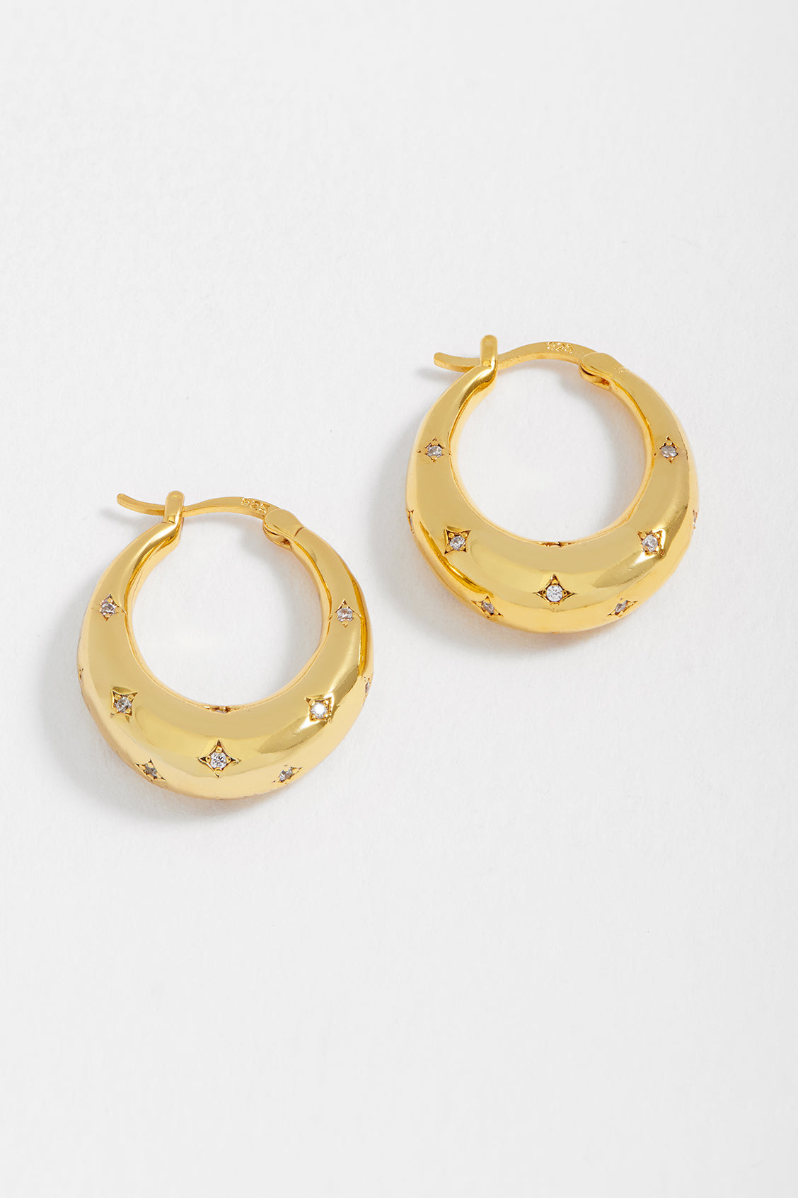 Sparkling White CZ Star Chunky Hoop Earrings for Women - Trendy Fashion Jewelry for Parties, Weddings & Everyday Wear