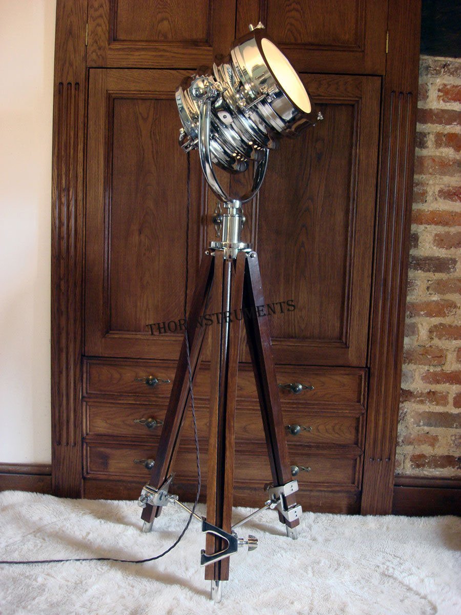 THOR INSTRUMENTS Adjustable Studio Tripod Floor Lamp - Vintage Industrial Movie Spot Light for Photography, Film Making & Home Decor - Rustic Modern Lighting for Living Room, Bedroom & Office