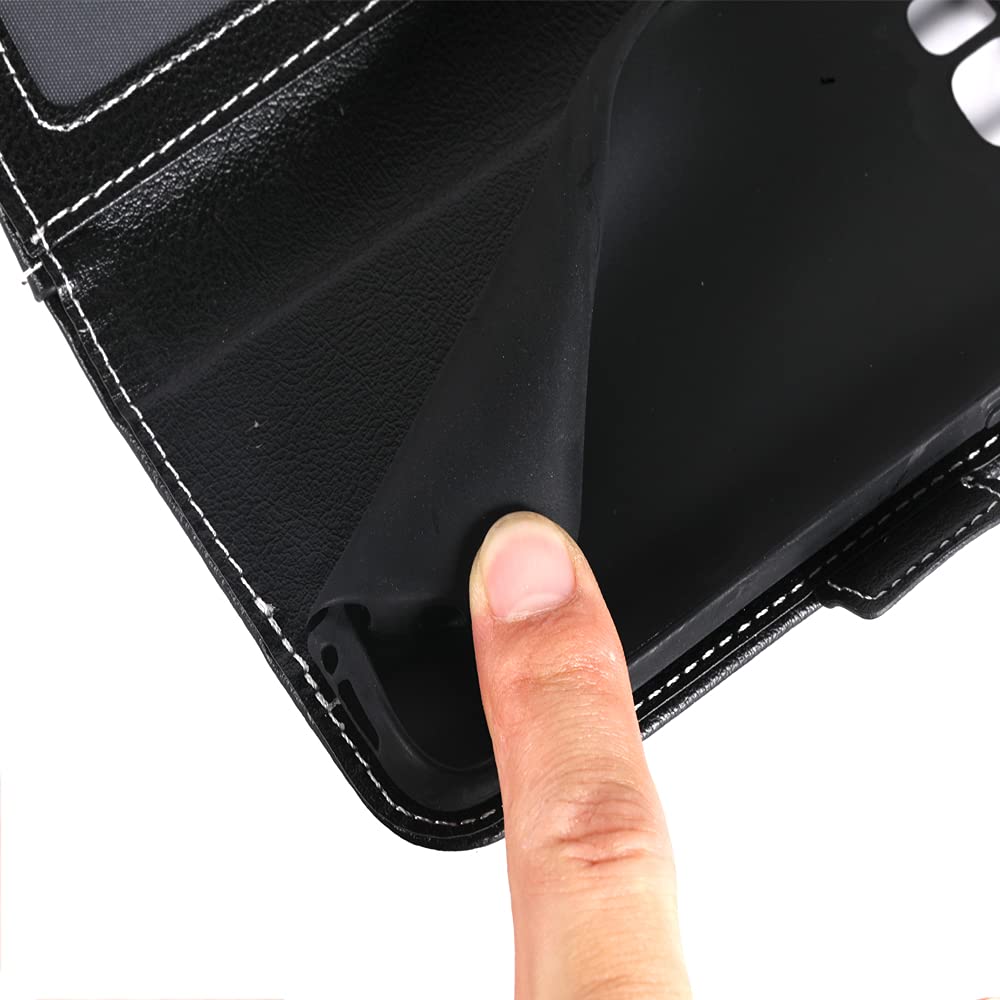 **Asuwish Leather Wallet Case for Samsung Galaxy S8 Active – Flip Cover with Card Holder, Wrist Strap & Stand | Compatible with S8 Active (G892A) | Perfect for Work, Travel & Daily Use (Black)**