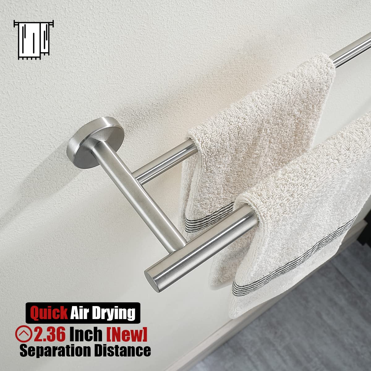 JQK 18 Inch Stainless Steel Towel Bar - Heavy Duty 304 Brushed Nickel Wall Mounted Bath Towel Rack for Bathroom, Kitchen & Spa - 0.8mm Thick with 20.47
