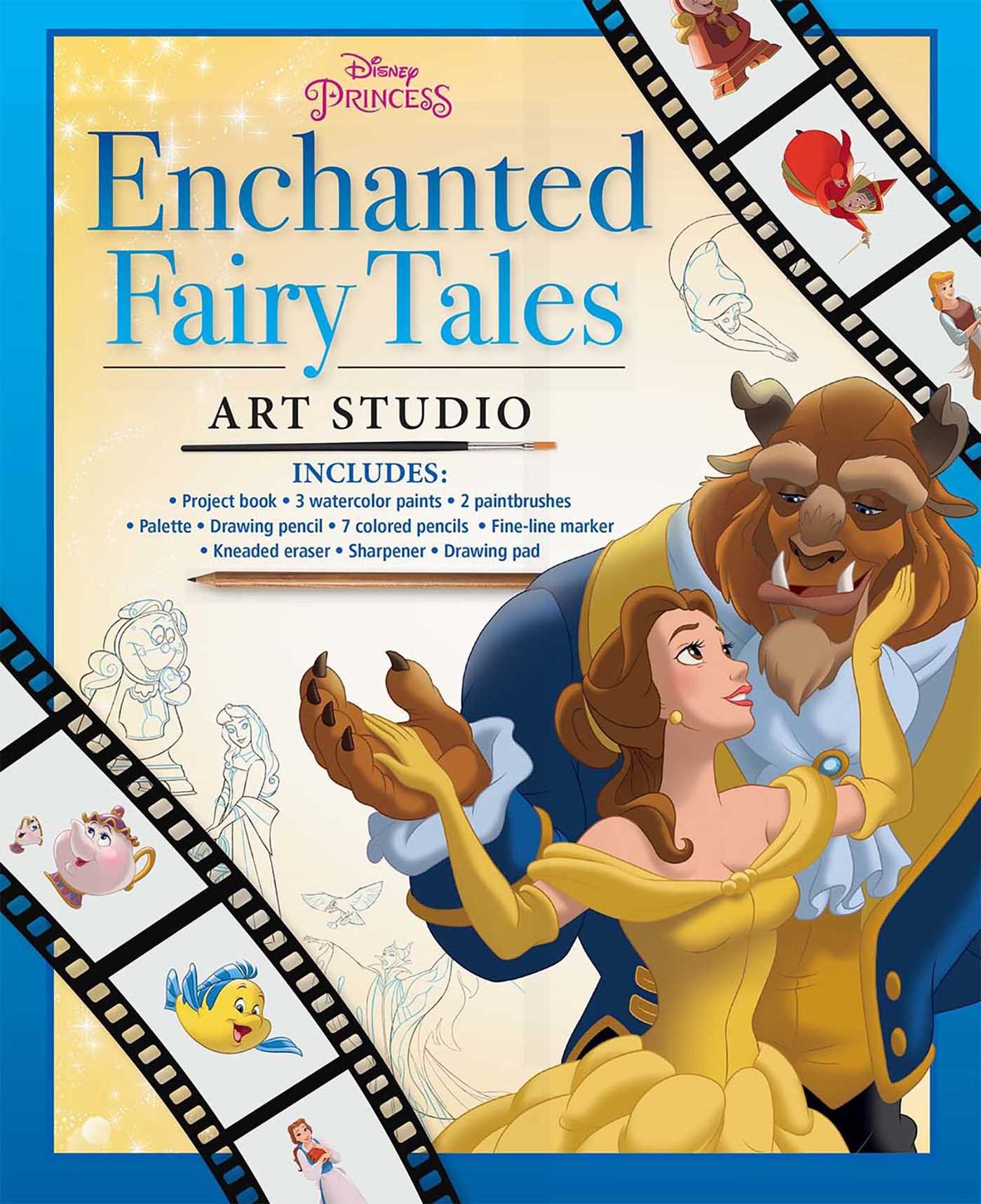 Disney Princess Enchanted Fairy Tales Art Studio Kit - Creative Drawing & Painting Set for Kids with 12 Princess Characters - Perfect for Birthday Gifts, Party Favors & Arts & Crafts Activities at Home or School