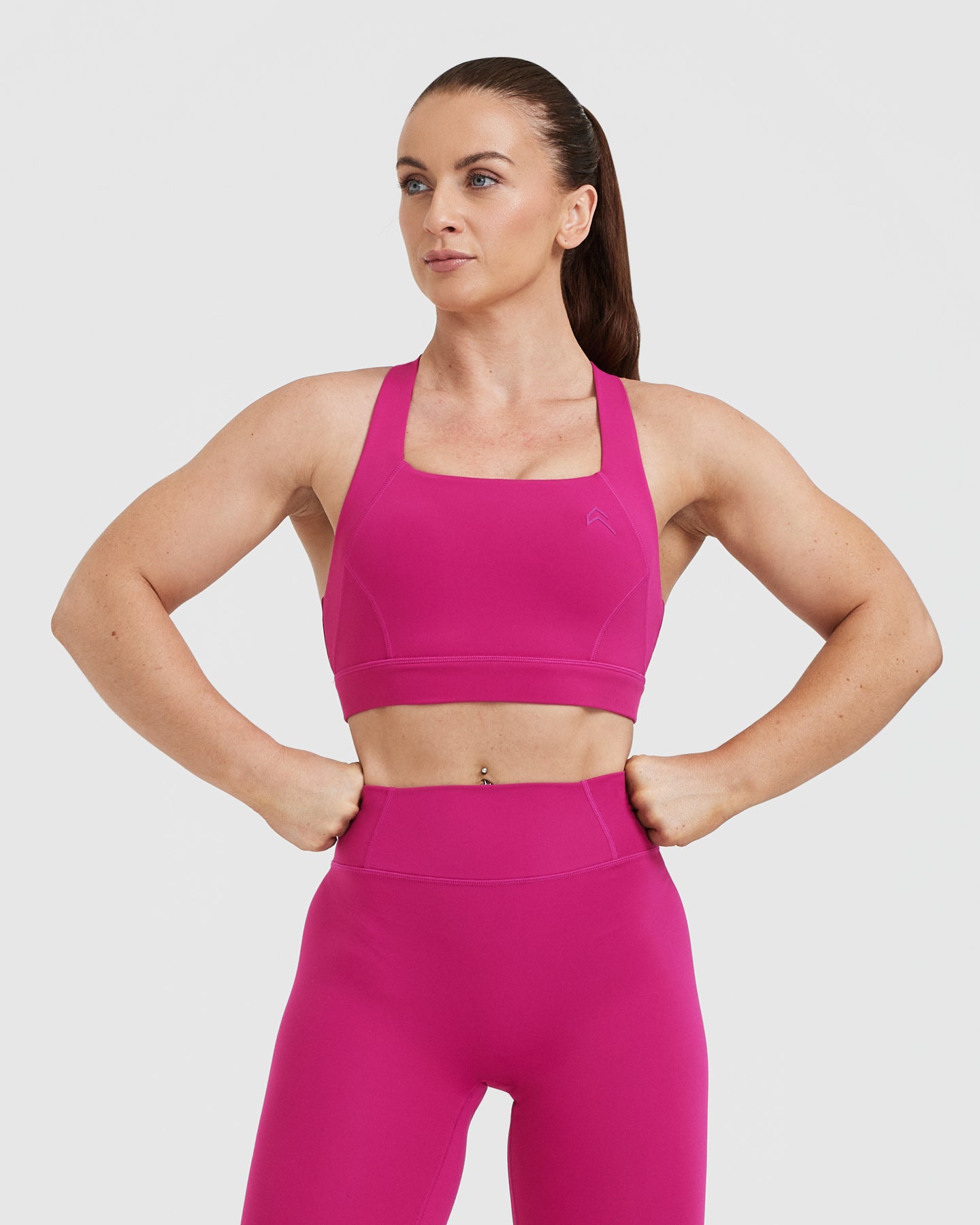 Timeless Wide Strap Sports Bra for Women - High Support Workout Bra in Fuchsia Pink | Yoga, Running, Gym & Activewear