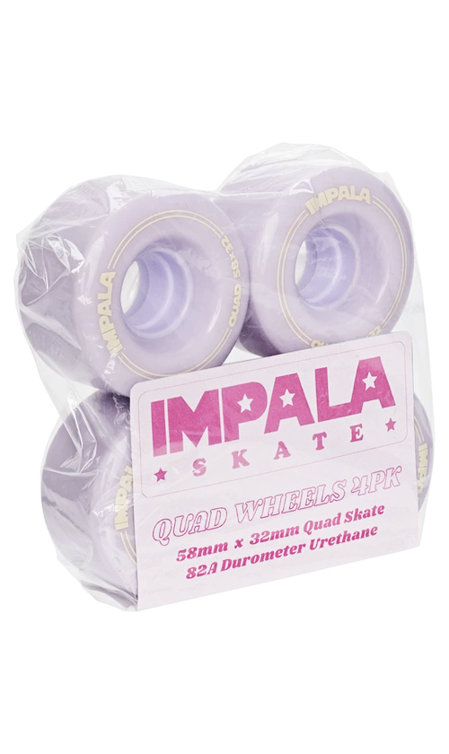 Impala 58mm Pastel Lilac Roller Skating Wheels - 4 Pack Set for Indoor/Outdoor Rink, Park & Trail Skating - Smooth Ride for Artistic & Recreational Skaters
