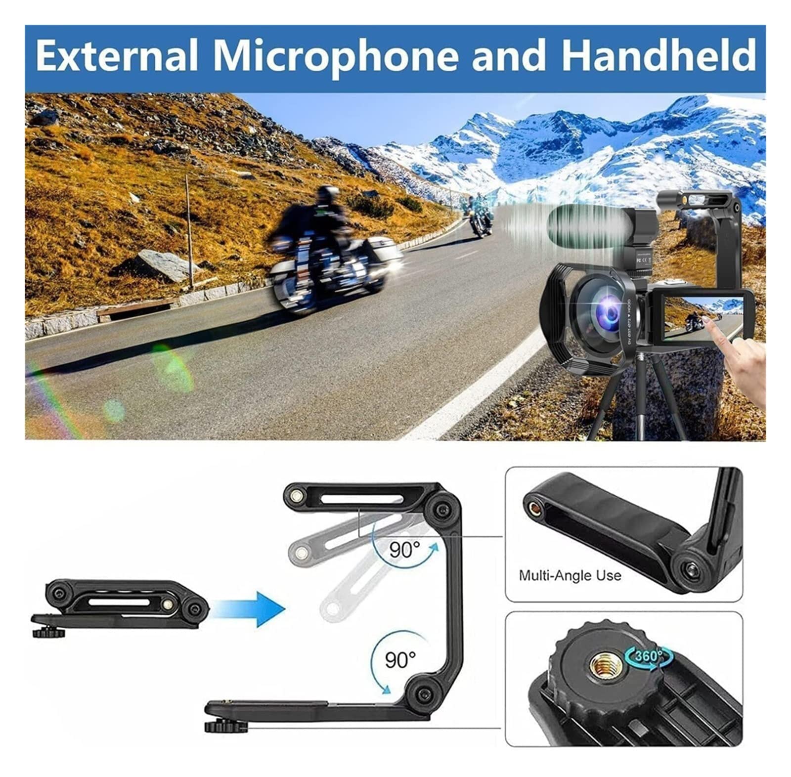 BODORME 4K Camcorder with Fill Light & 16X Zoom - Perfect for Vlogging & Streaming (64G SD Card Included)