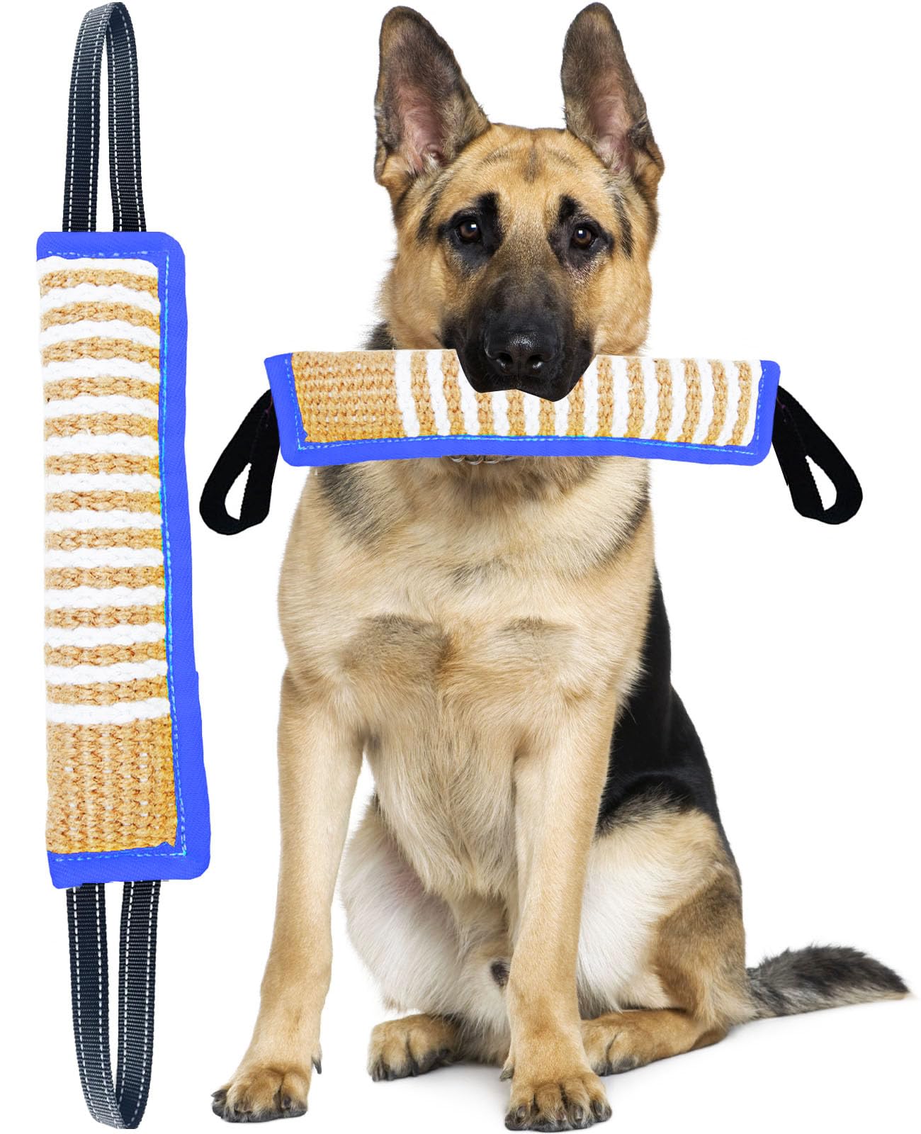 Durable Jute Tug Toy for Dogs - Bite Resistant Interactive Training Pillow with 2 Strong Handles for Puppy to Large Dogs | Perfect for Playtime, Obedience Training & Bonding with Your Pet