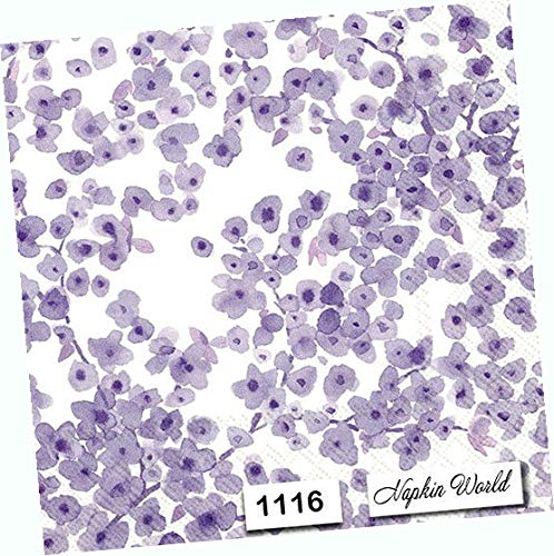 Elegant Watercolor Lilac Floral Paper Napkins - 6.5