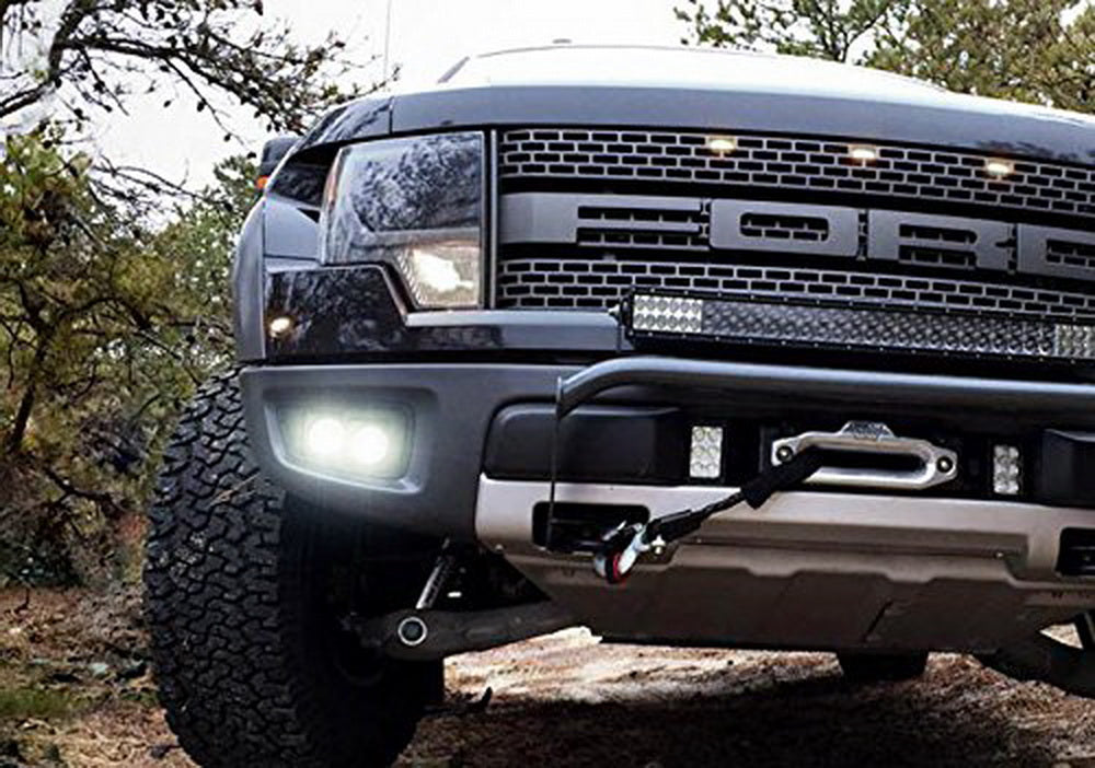 40W CREE LED Fog Lights with Bumper Mounting Bracket & Wiring Kit - Compatible with 2010-2014 Ford Raptor | Off-Road Lighting, Night Driving, Heavy Duty Fog Lamps for Trucks & SUVs