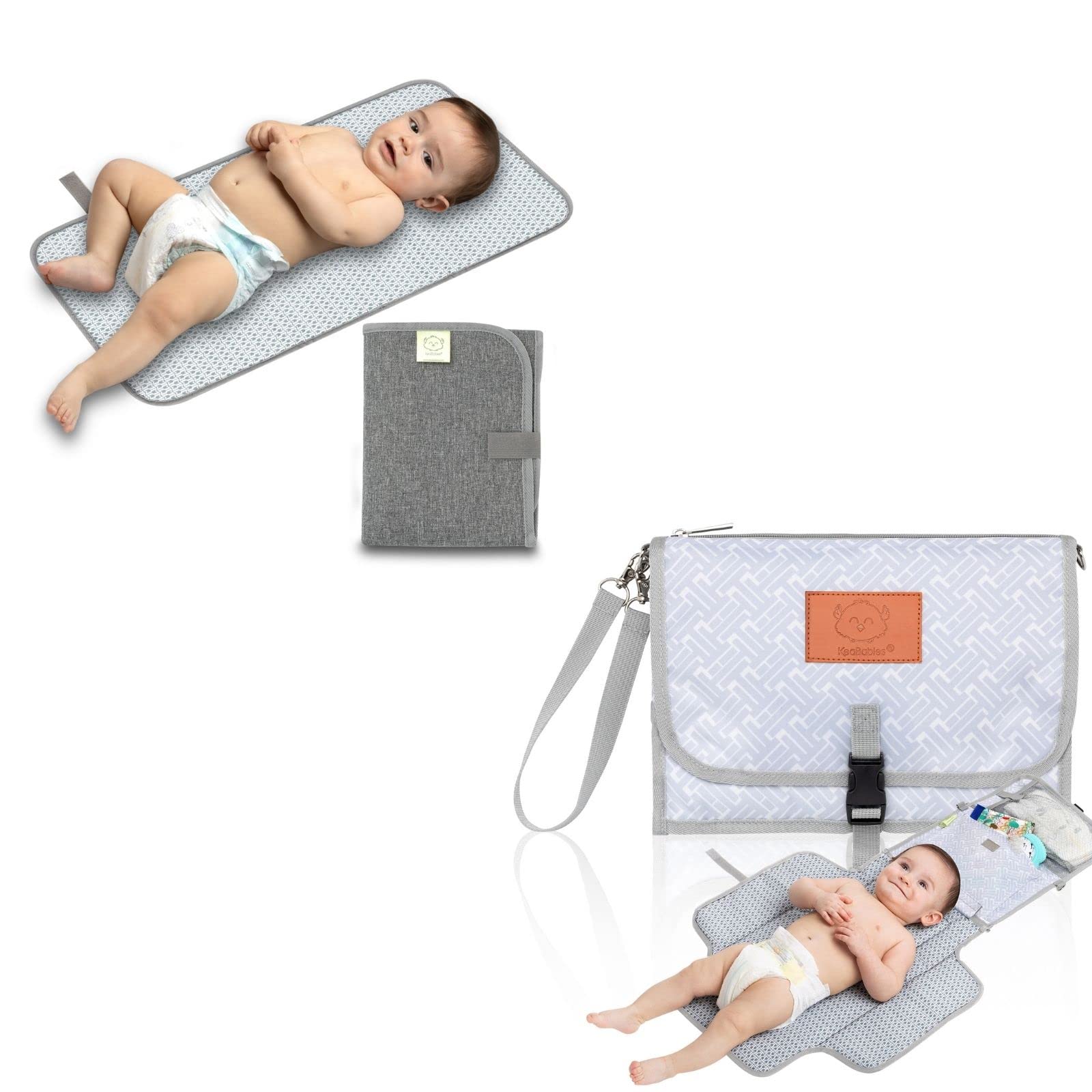 KeaBabies Waterproof Foldable Portable Diaper Changing Pad - Travel Baby Changing Mat for On-the-Go Parents - Perfect for Diaper Changes at Home, Park, Car & Airplane Travel
