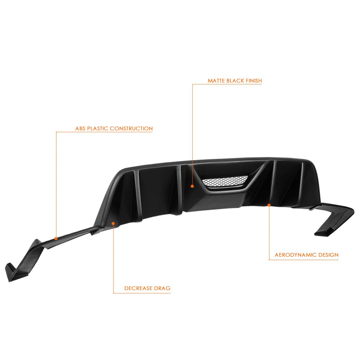 Rear Lower Bumper Fin Spoiler Diffuser Lip Wing Splitter + Side Valence Pair for 2015-2017 Ford Mustang - Enhance Aerodynamics & Sporty Look for Street Racing & Car Shows