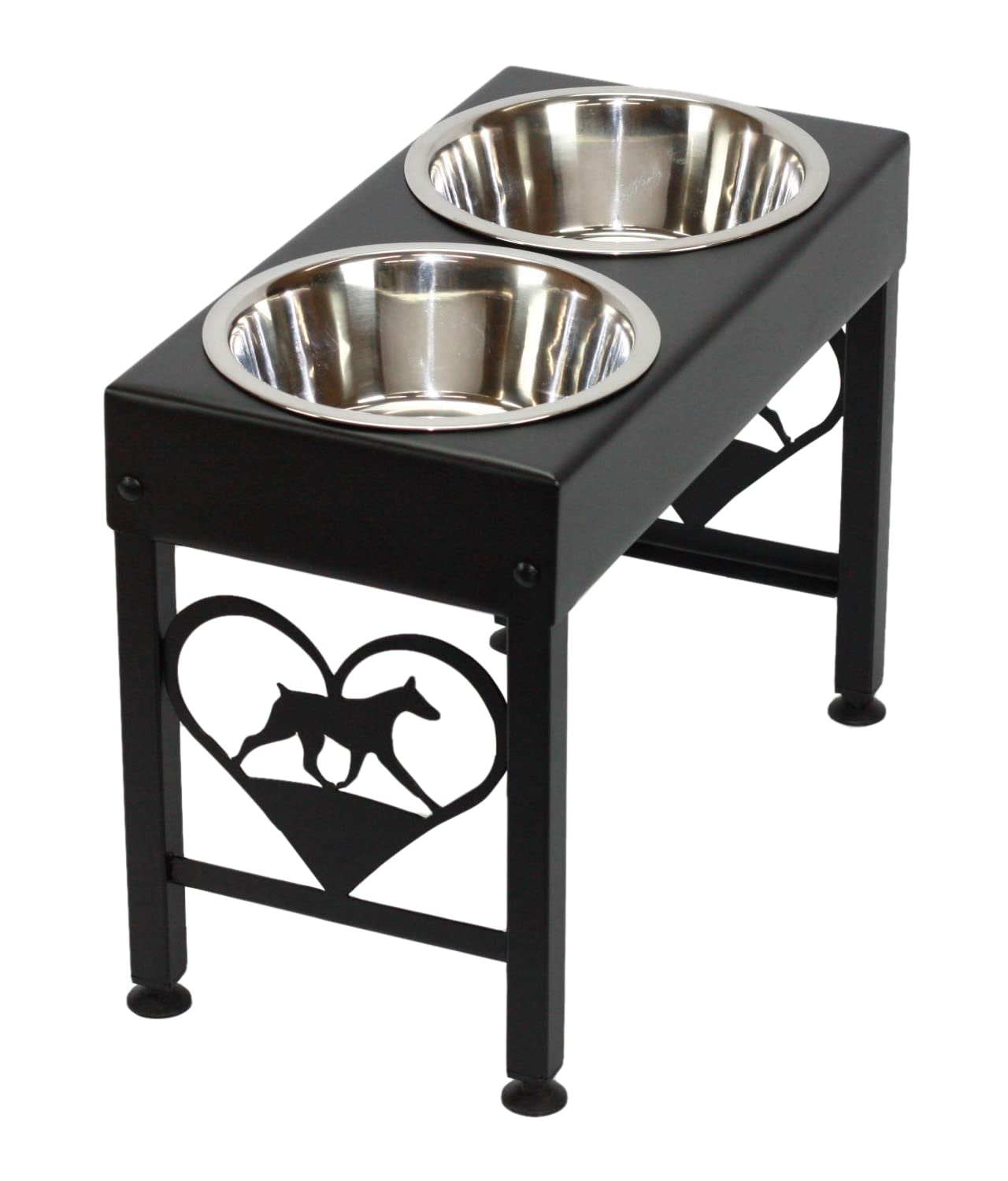 16 Inch Tall Large Elevated Dog Feeder for Doberman Pinscher - Double 3 Quart Stainless Steel Raised Bowls with Powdercoat Finish, Made in USA - Perfect for Large Breed Dogs in Home or Outdoor Use