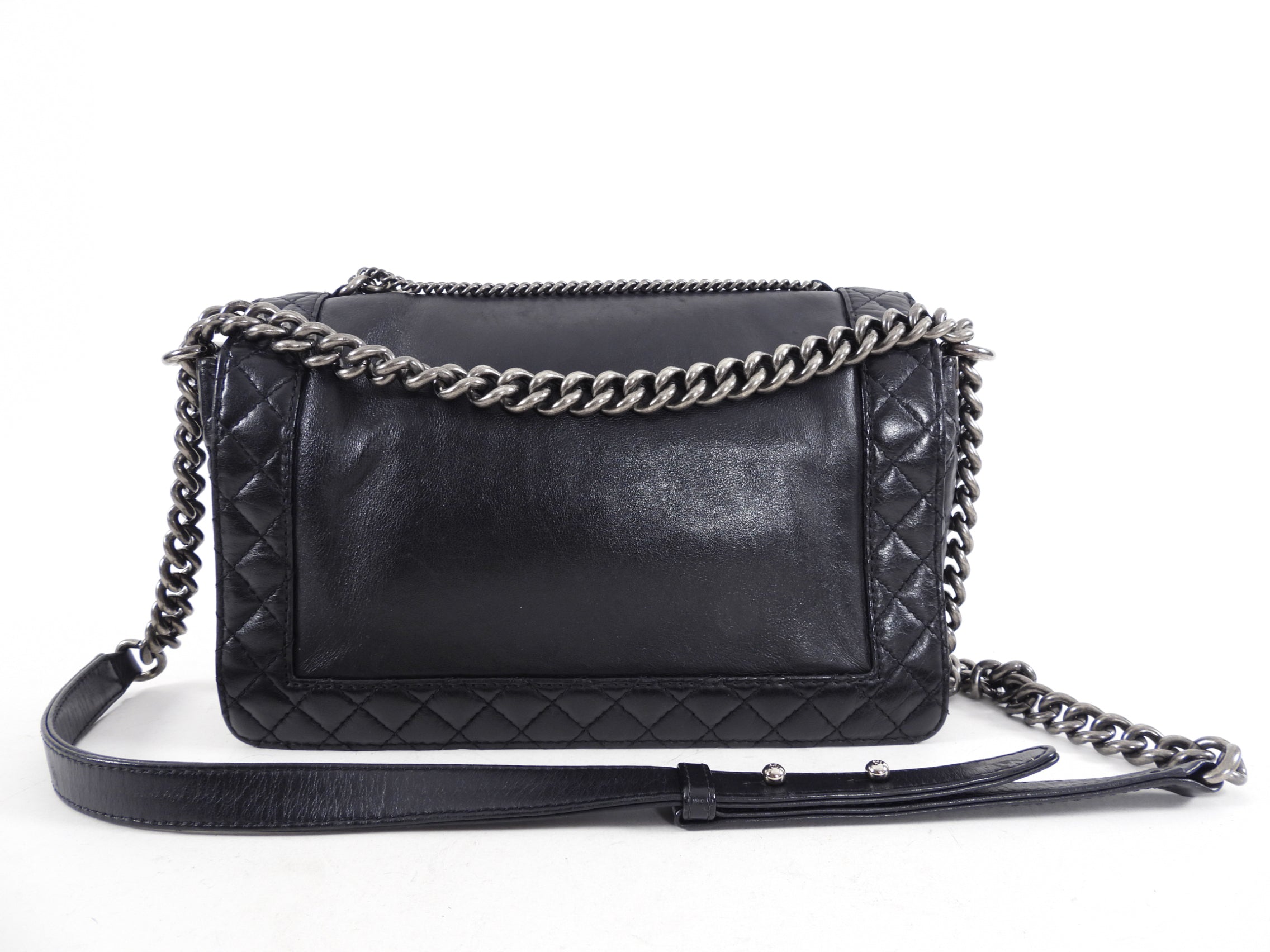 Chanel Paris Dallas Black Medium Boy Enchained Soft Leather Handbag - Luxury Designer Crossbody Bag for Women, Perfect for Evening Events & Date Nights