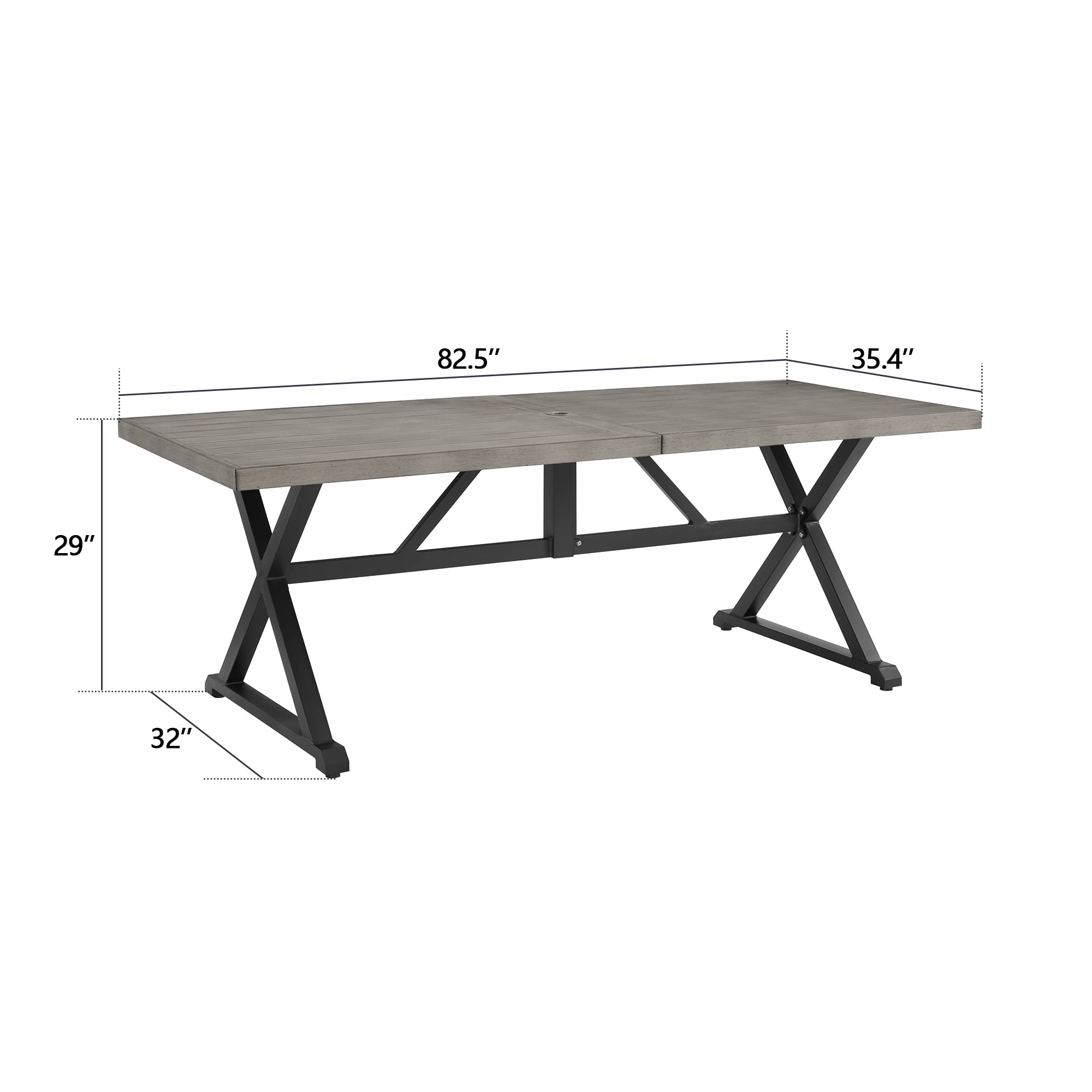 Ulax Outdoor Patio Dining Table - 82 Inch Rectangular Weather-Resistant Table with Wood-Like Finish for Garden, Porch, Backyard | Perfect for Outdoor Entertaining, Family Gatherings & Summer BBQs