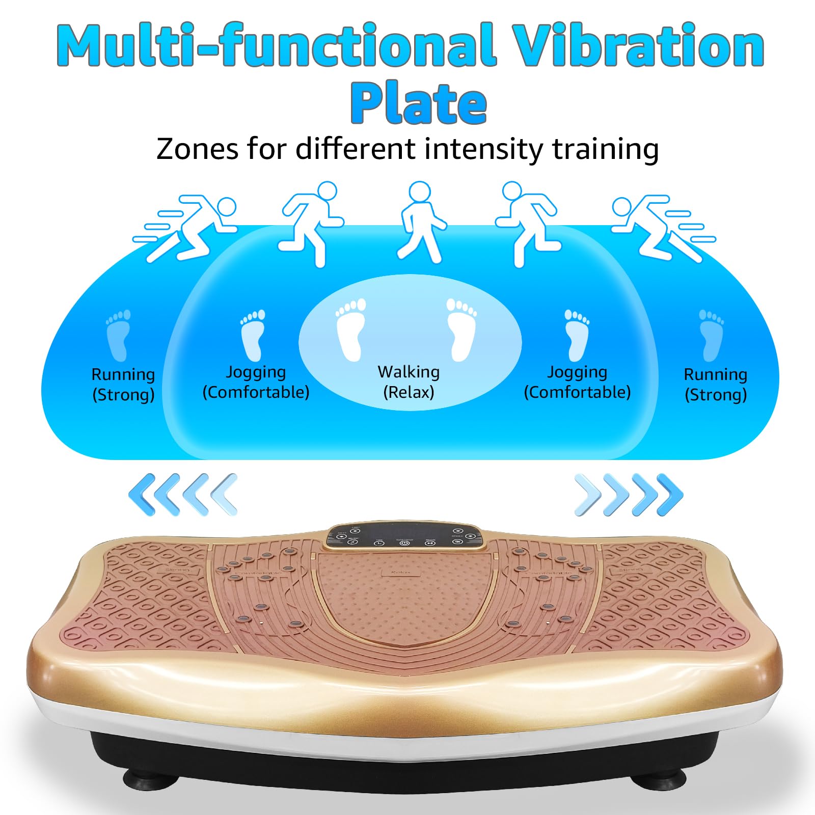 XXL 120 Levels 330LBS Vibration Plate Exercise Machine - Whole Body Workout Vibration Fitness Platform with Resistance Bands - Home Gym Equipment for Weight Loss, Toning & Muscle Recovery - Perfect for Home Workouts, Physical Therapy & Senior Fitness (Gold)