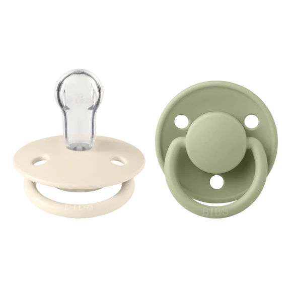 BIBS Round De Lux Silicone Pacifiers 2-Pack for Babies 0-3 Years | Soft Orthodontic Soothers for Newborns & Toddlers | Perfect for Daycare, Travel & Sleep Comfort