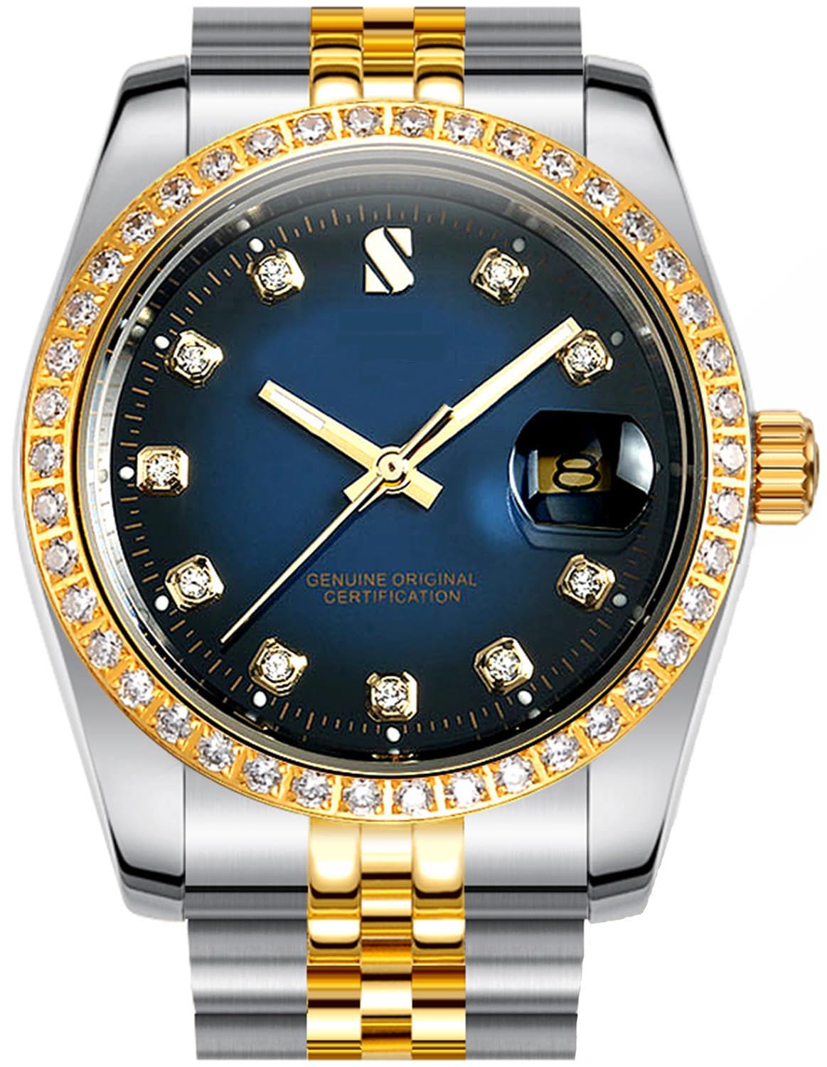 Reginald Men's Automatic Gold Watch - Stainless Steel Strap, Waterproof Mechanical Watch with Calendar - Perfect for Business, Formal Events & Everyday Wear
