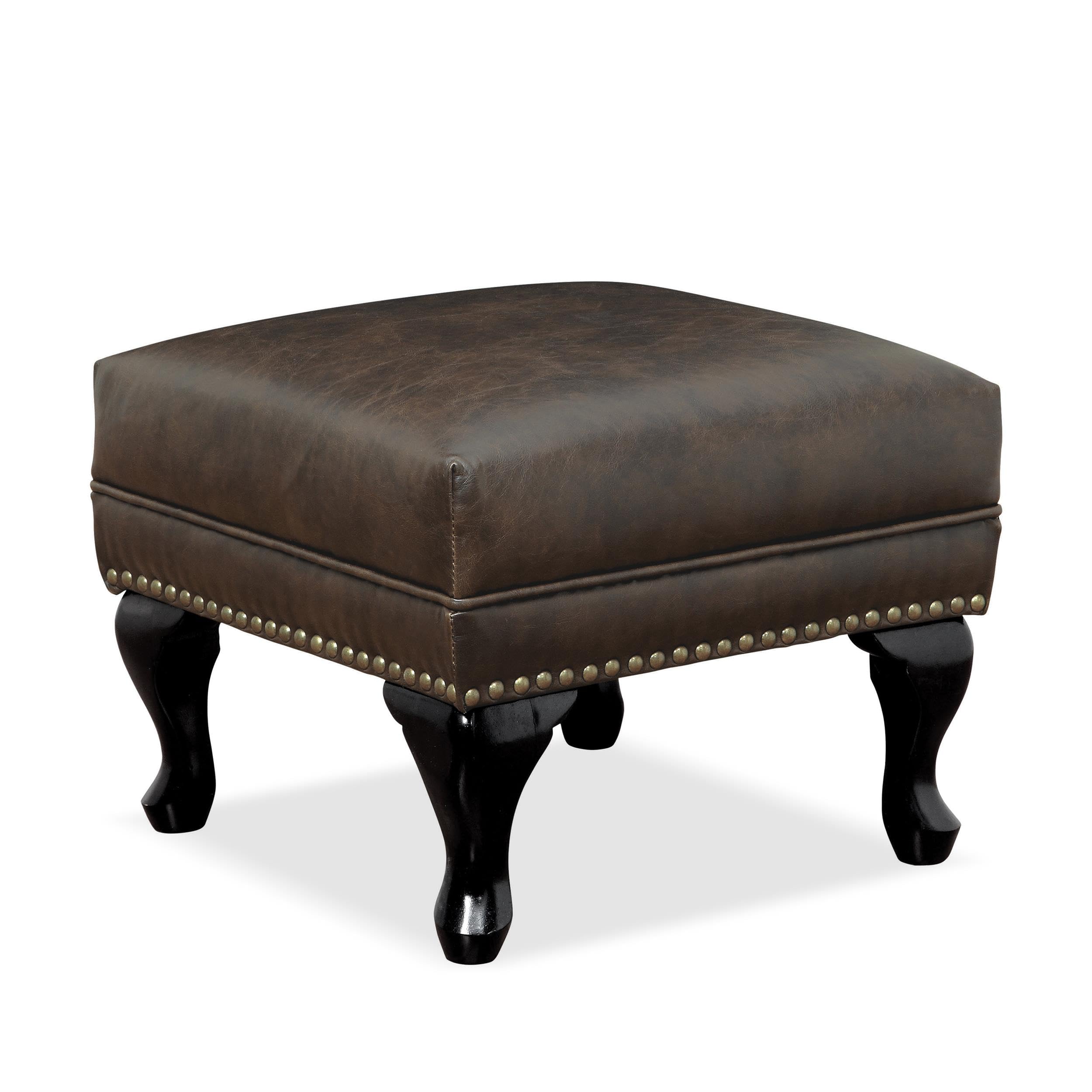Furniture of America Ardell Faux Leather Cocktail Ottoman in Rustic Brown - Stylish Footrest & Storage Ottoman for Living Room, Bedroom, or Home Office
