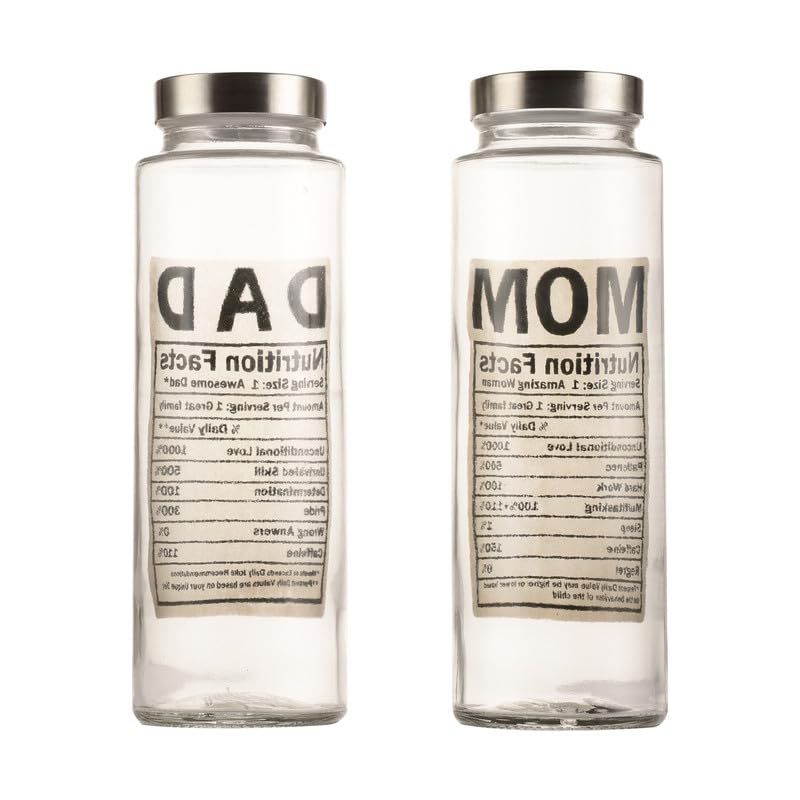 EK DO DHAI Leak Proof Glass Water Bottle Set of 2 - 500ml Round Transparent Food Grade Bottle for Mom & Dad | Ideal for Fridge Storage, Milk, Smoothies, Juice | Perfect Travel Companion for Workouts, Hiking & Daily Commute