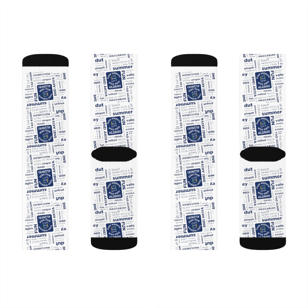Moshava Wild Rose Alumni Collage Socks - Comfortable Novelty Crew Socks for Camp Reunions, College Alumni Events & Gift Giving