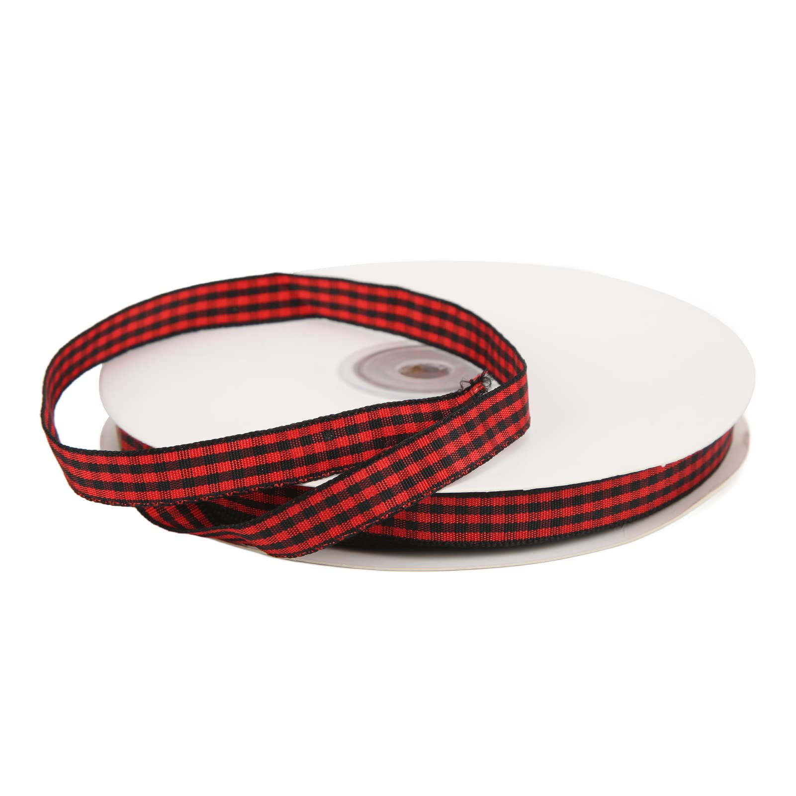 Red and Black Gingham Plaid Ribbon - 1cm Width Polyester Craft Ribbon for DIY Projects, Wedding Decorations, Gift Wrapping & Party Supplies | Perfect for Bows, Scrapbooking, Hair Accessories and Home Decoration