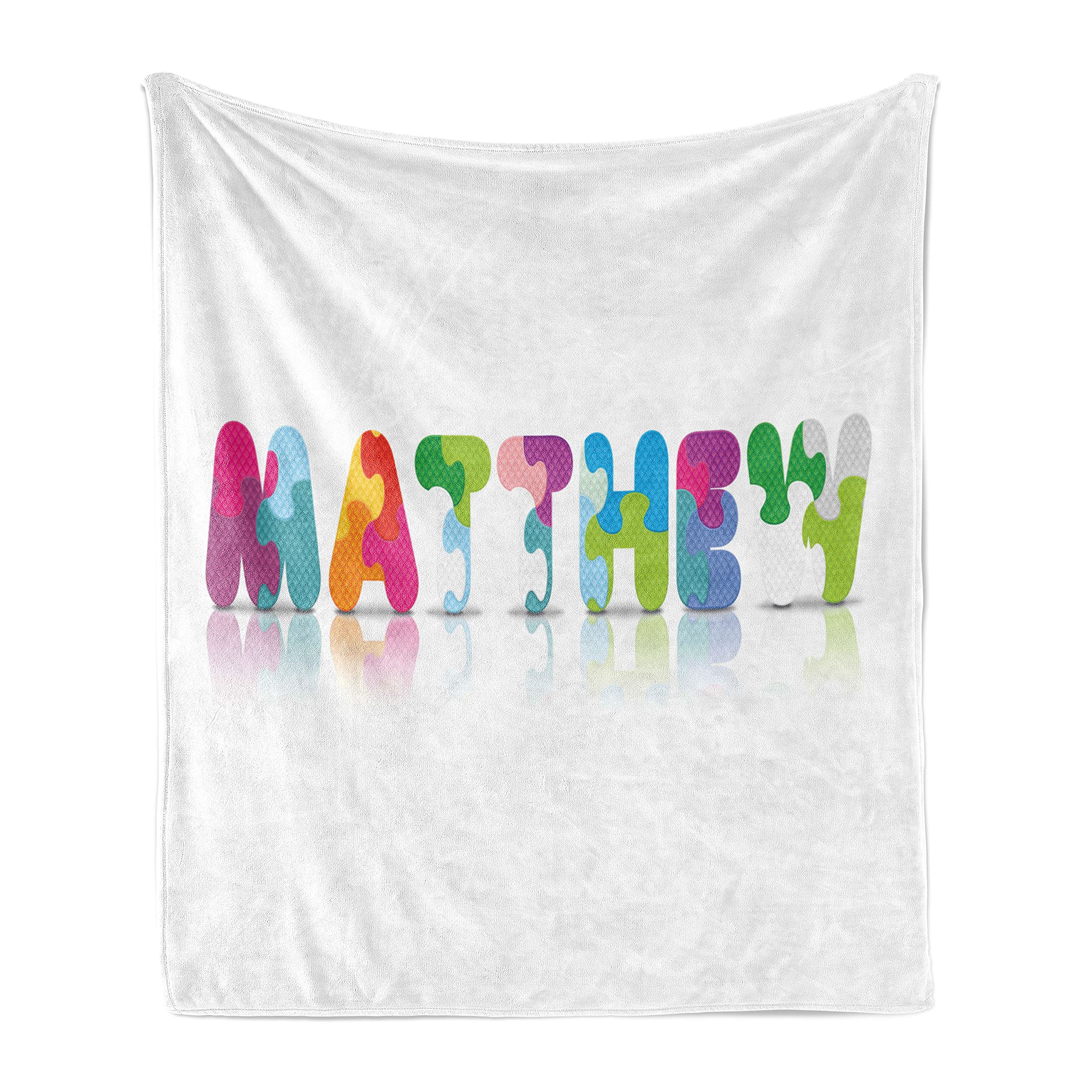 Ambesonne Matthew Throw Blanket - Colorful Alphabet Game Pattern Fleece Blanket, Soft Flannel Couch Cover for Adults, 50x60 Inches, Multicolor - Perfect for Living Room Decor, Bed Accent & Cozy Movie Nights
