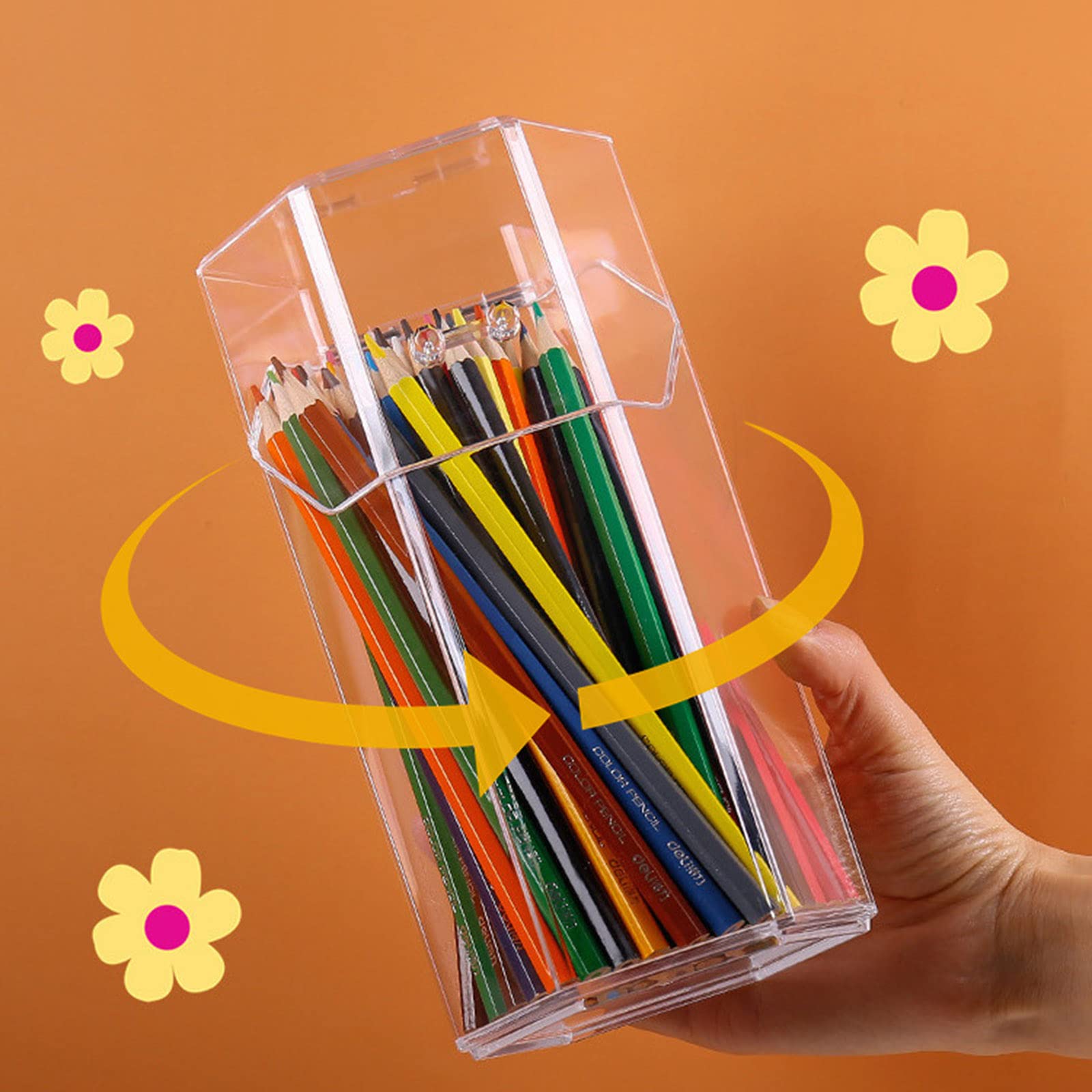 Clear Acrylic Pen Holder & Makeup Brush Organizer - Desk Storage Box for Stationery, Cosmetics, and Office Supplies | Perfect for Home, Office, and School Organization