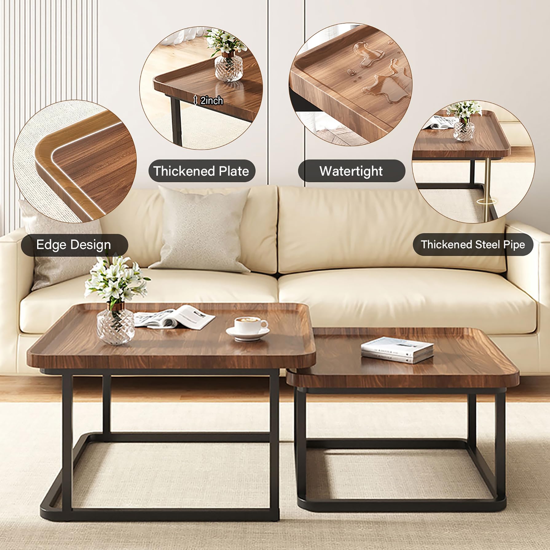 Modern Nesting Coffee Table Set of 2 - 23.6