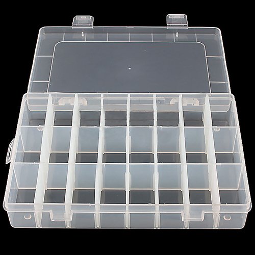 Clear Adjustable 24-Compartment Jewelry Storage Box for Earrings & Rings - Durable Plastic Organizer Case for Travel, Home, and Retail Display