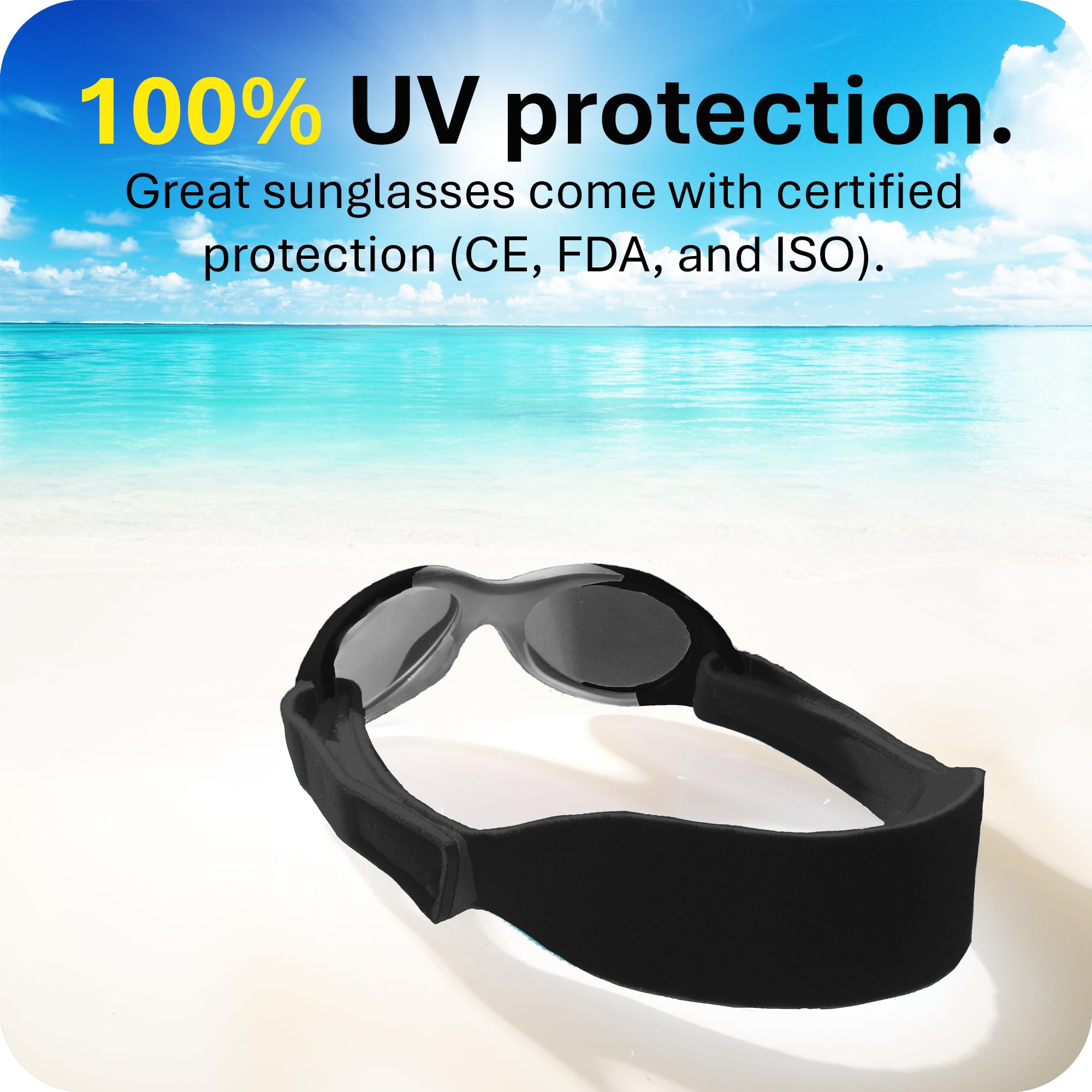 Mausito BABY Sunglasses 0-24 Months | Flexible BPA-Free Infant Sunglasses with Adjustable Strap | 100% UV Protection | Newborn & Toddler Sun Protection for Beach, Outdoor & Travel